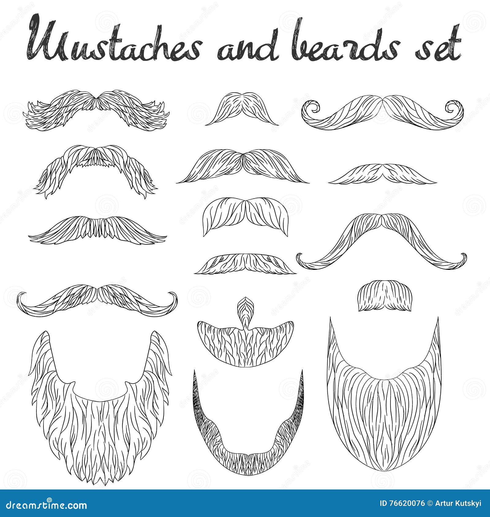 Hipster Fashion Man Hair And Beards, Hand Drawn Vector 