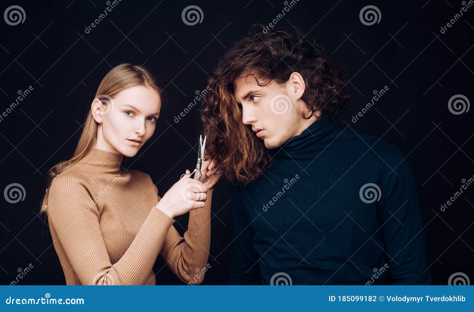 Man Hair Style, Wellness and Fashion. Female with Scissors Going To Do  Amazing Man Haircut. Hair Salon Concept Stock Photo - Image of modern,  crazy: 185099182
