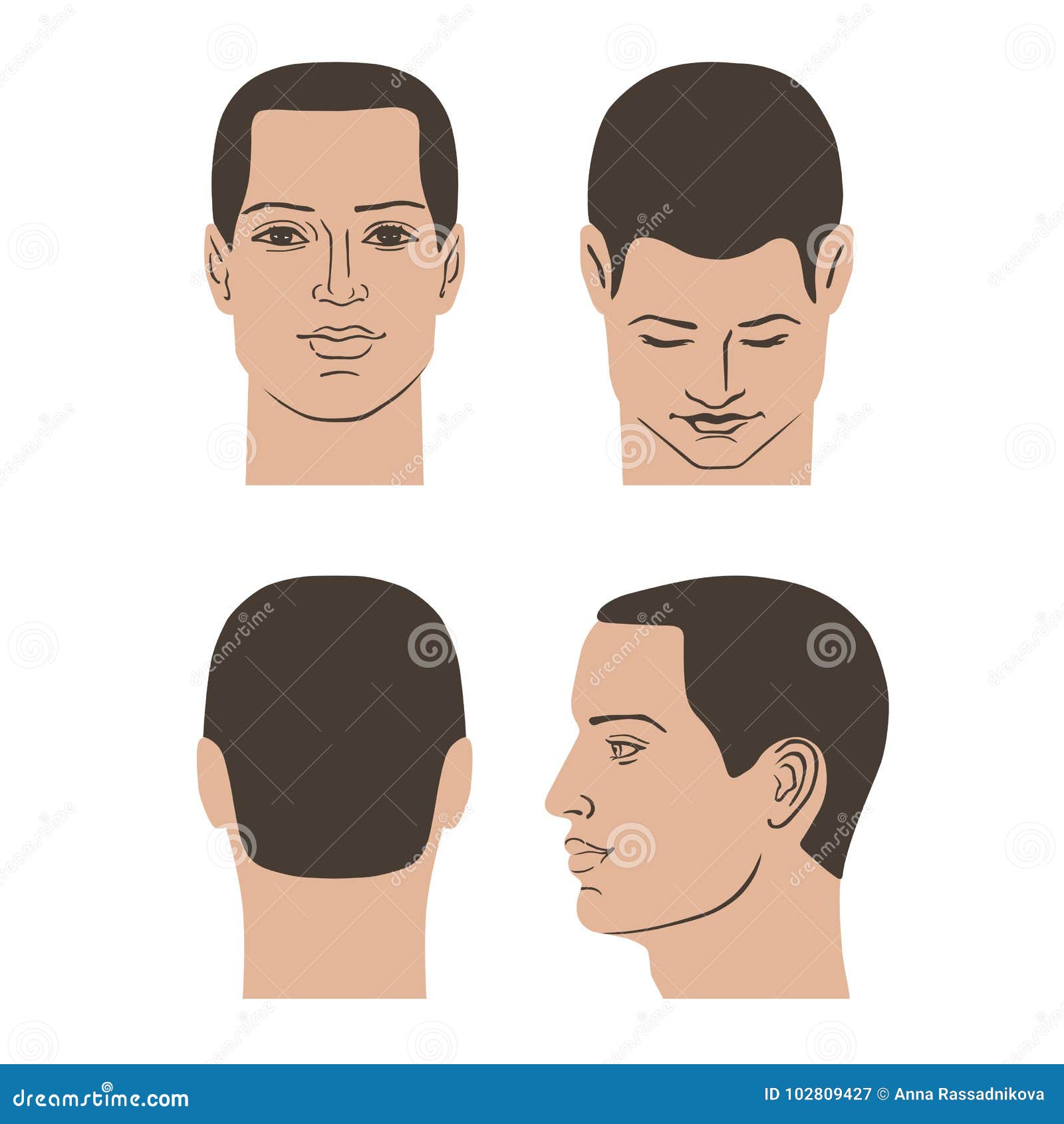Man hairstyle head set stock vector. Illustration of drawing - 102809427