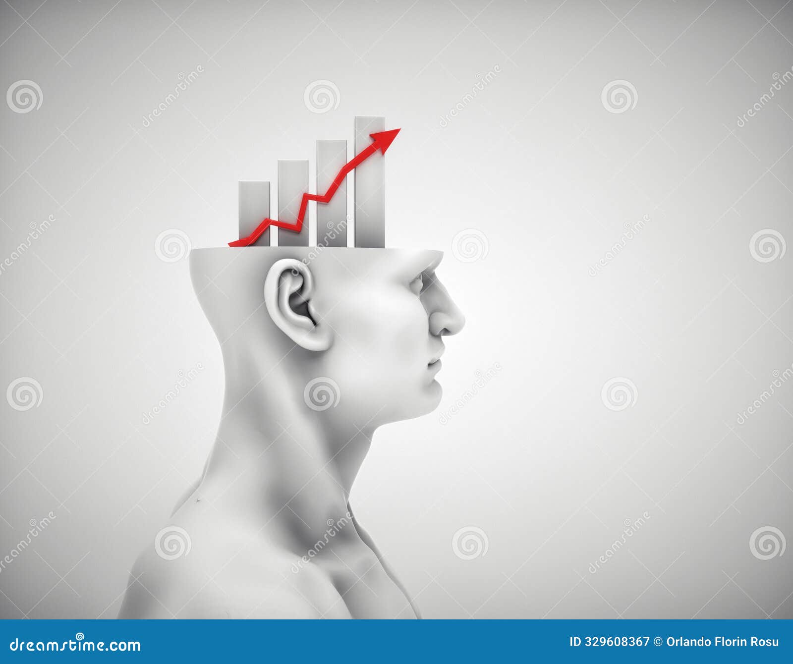 Man with Half Head with a Financial Graph Inside Stock Illustration