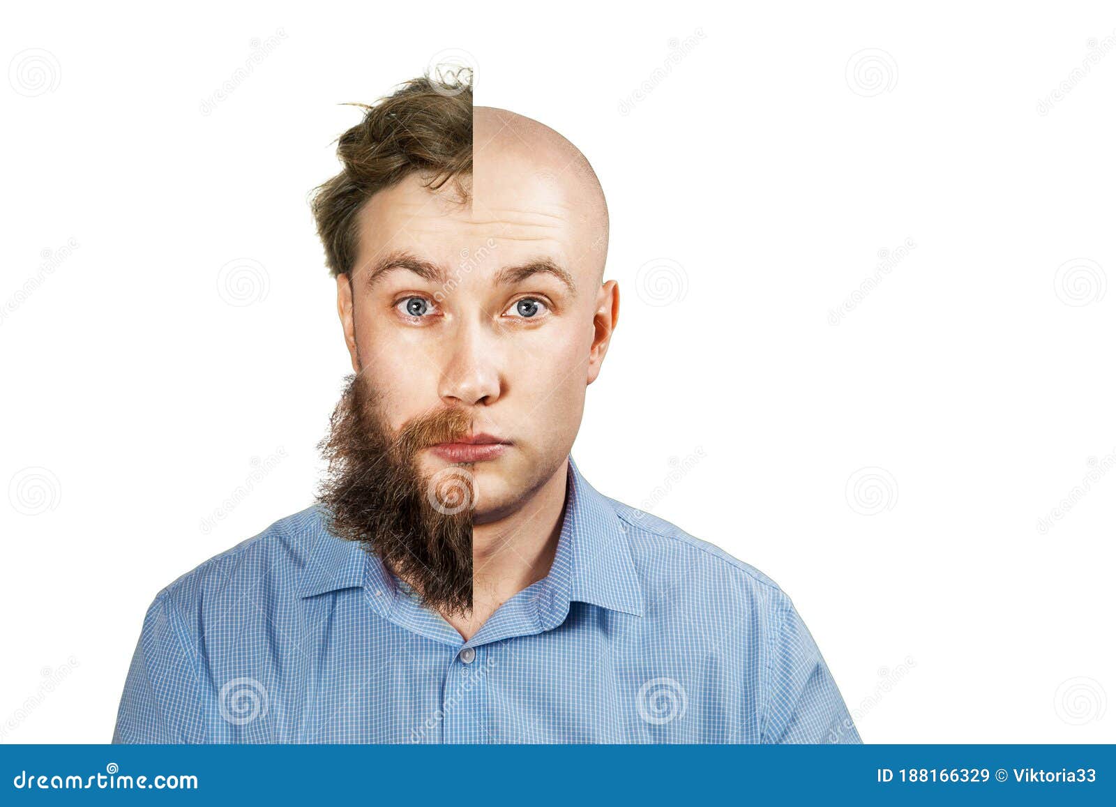 Man with Half Shaved Beard and Hair Head. Guy before and after Transplant and Alopecia Stock Image - Image of head, model: 188166329 Man with Half Shaved Beard and Hair Head. Guy before and after Transplant and Alopecia Stock Image - Image of head, model: 188166329