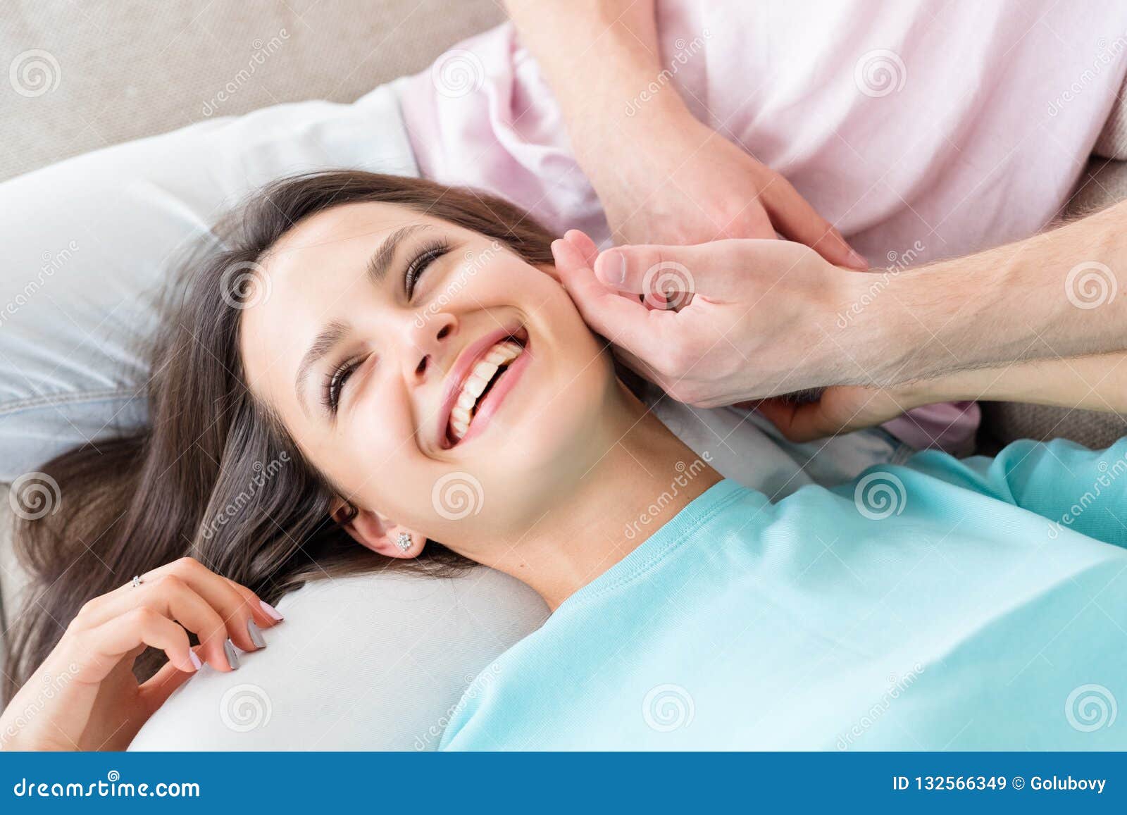 Man Hand Caress Woman Face Affection Tenderness Stock Image Image Of Married Joyful 132566349