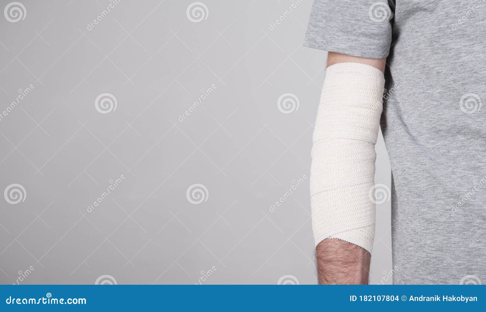 Man Hand with Elastic Bandage on Elbow Stock Photo Image of support