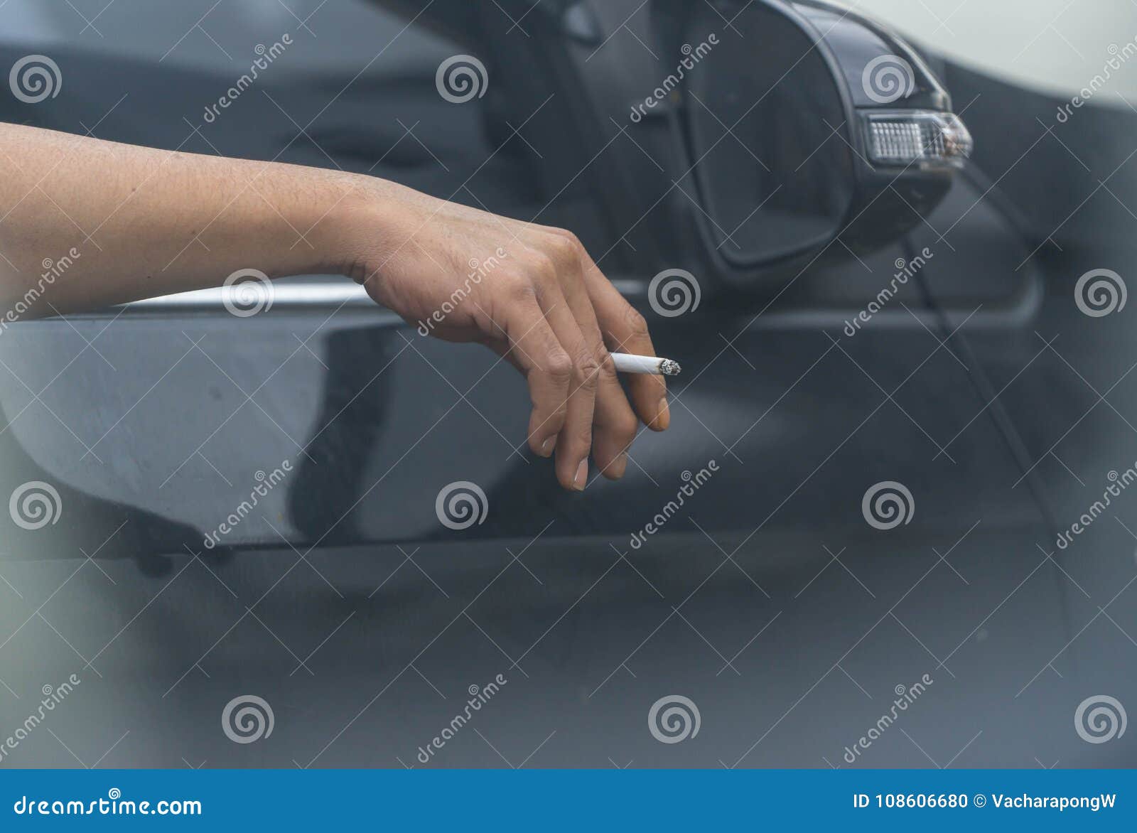 Man Hand Hold Burn Cigarette Outside Car Stock Photo Image of hands