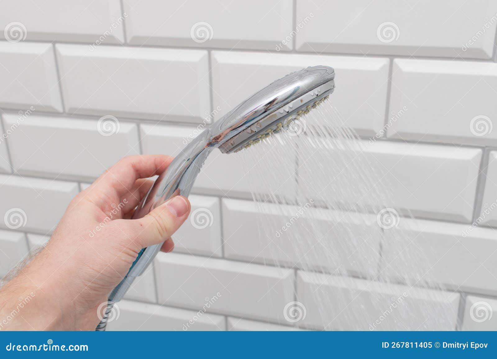Man hand hold shower head. stock image. Image of female 267811405