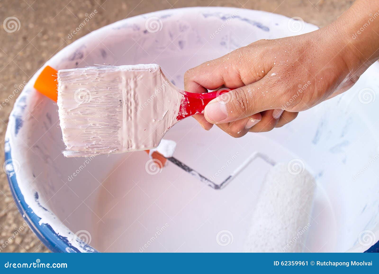 Man Hand Holder with Paint Brush Stock Image Image of drawing