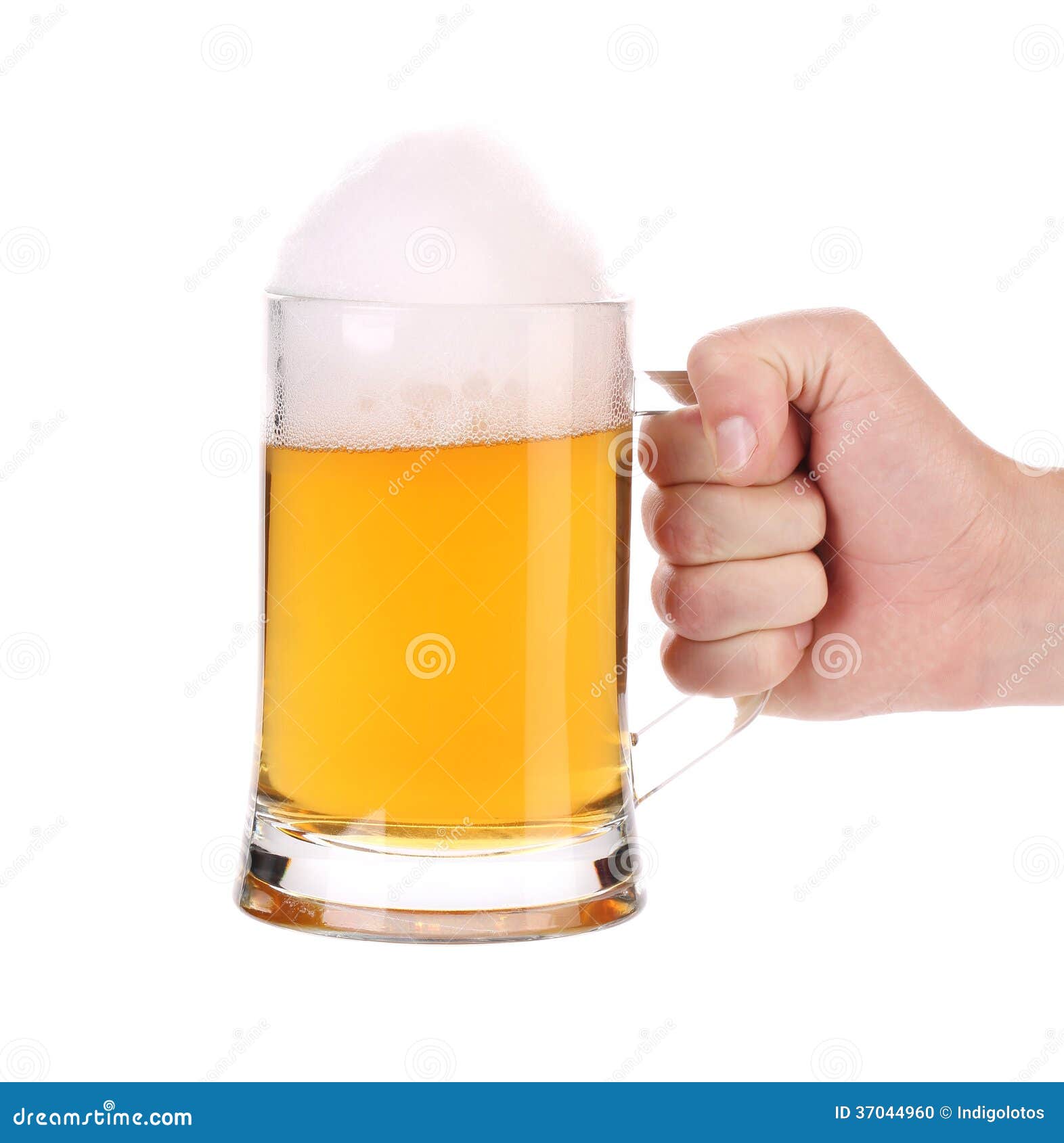 Man Hand Holds Beer In Mug. Stock Photo Image 37044960