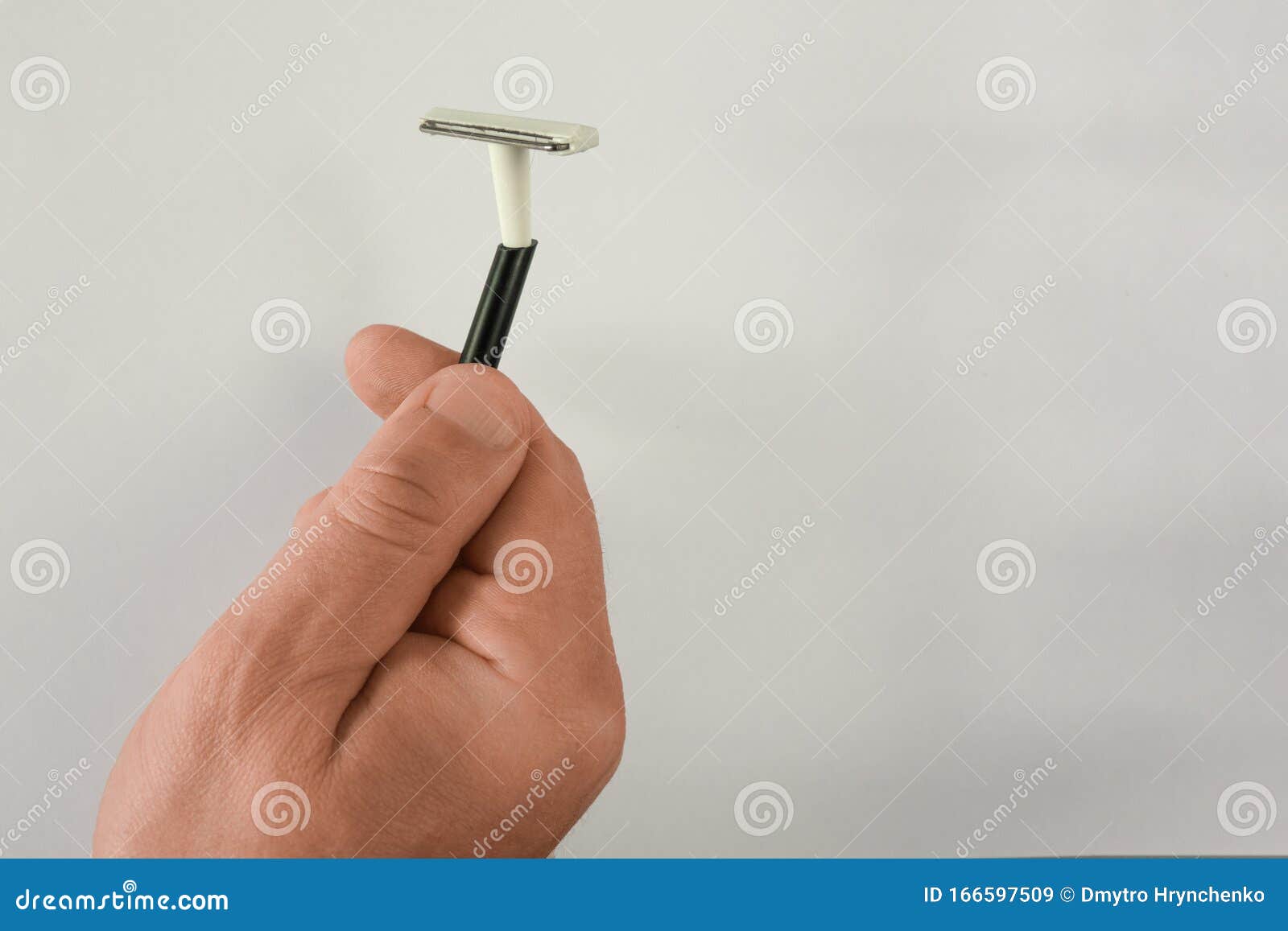Download Man Hand Holds Used Disposable Shaving Stick. Mock-up On ...