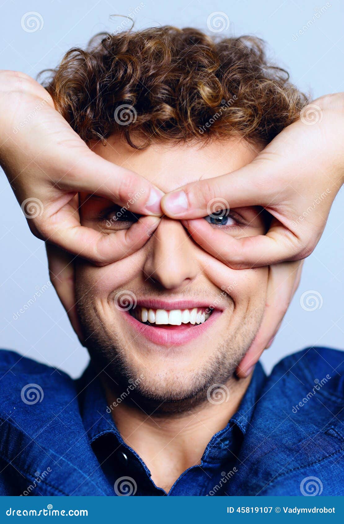 Man with hand over eyes stock image. Image of covering 45819107