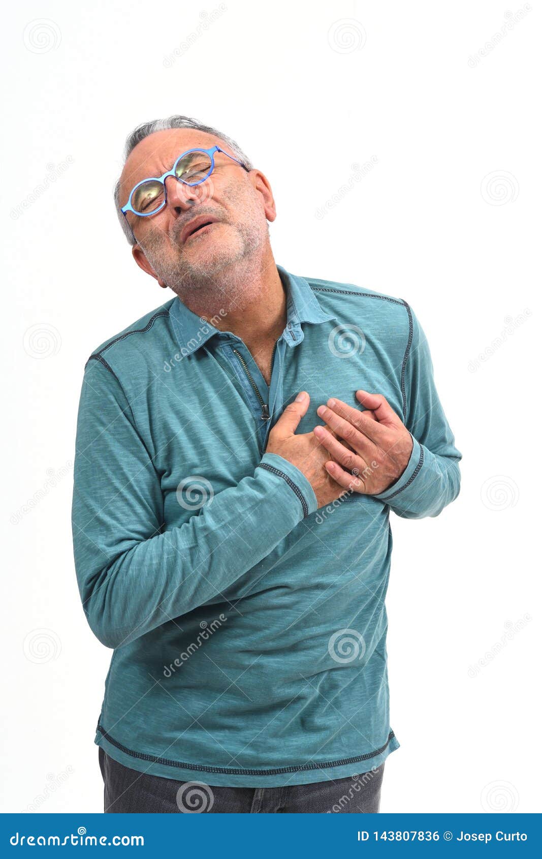 Man with Hand To the Heart for a Scare Stock Photo - Image of aged ...