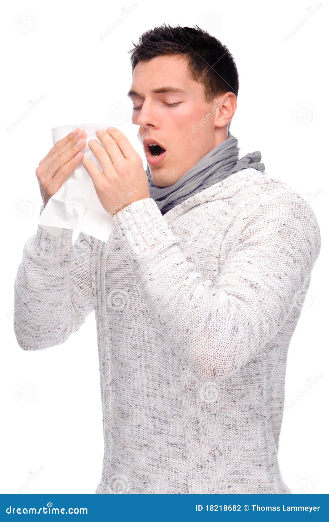 Man with handkerchief stock photo. Image of blowrag, health 18218682