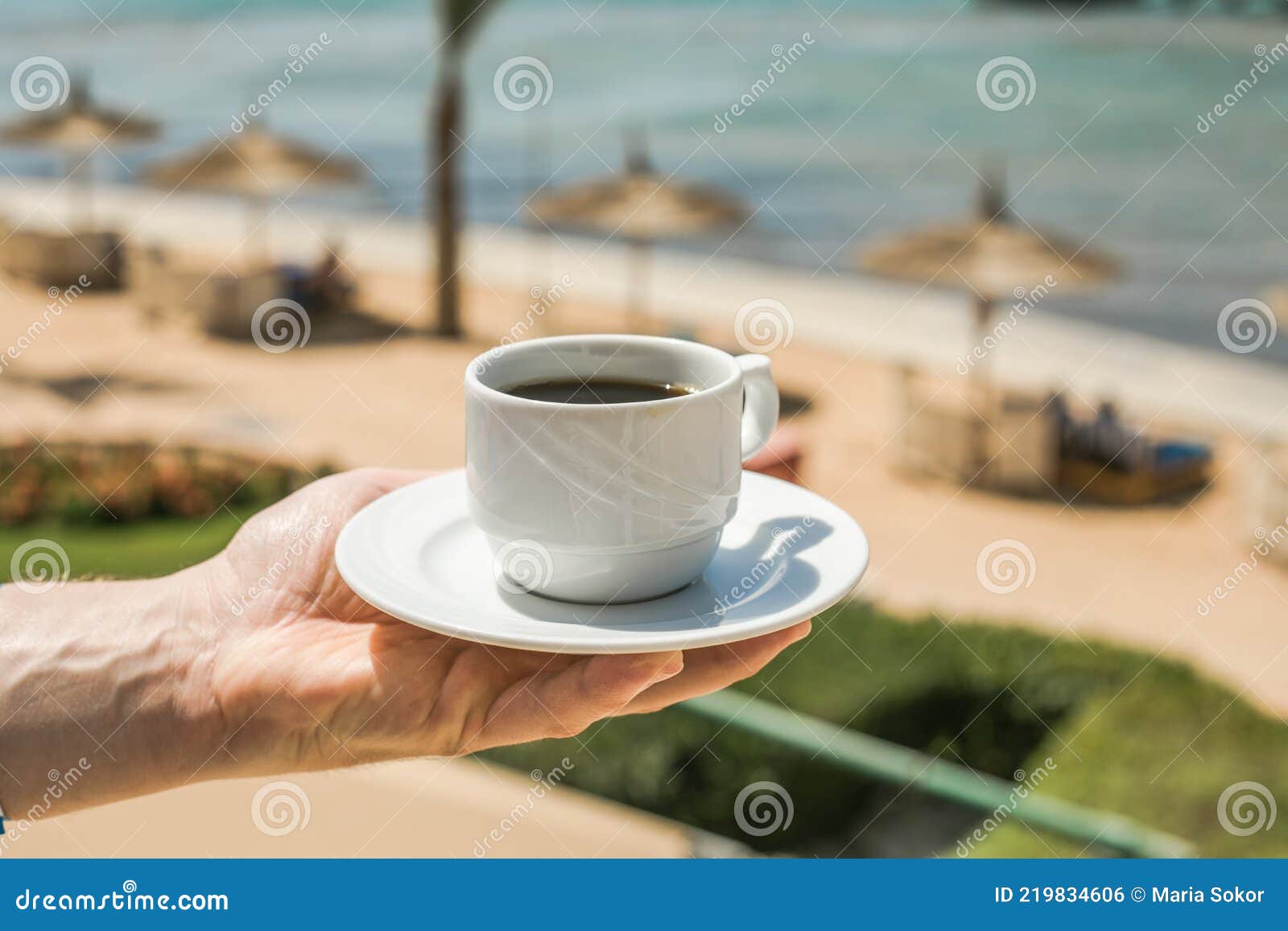 Man Hands Holding Cup of Coffee. Good Morning Sunrise Concept ...