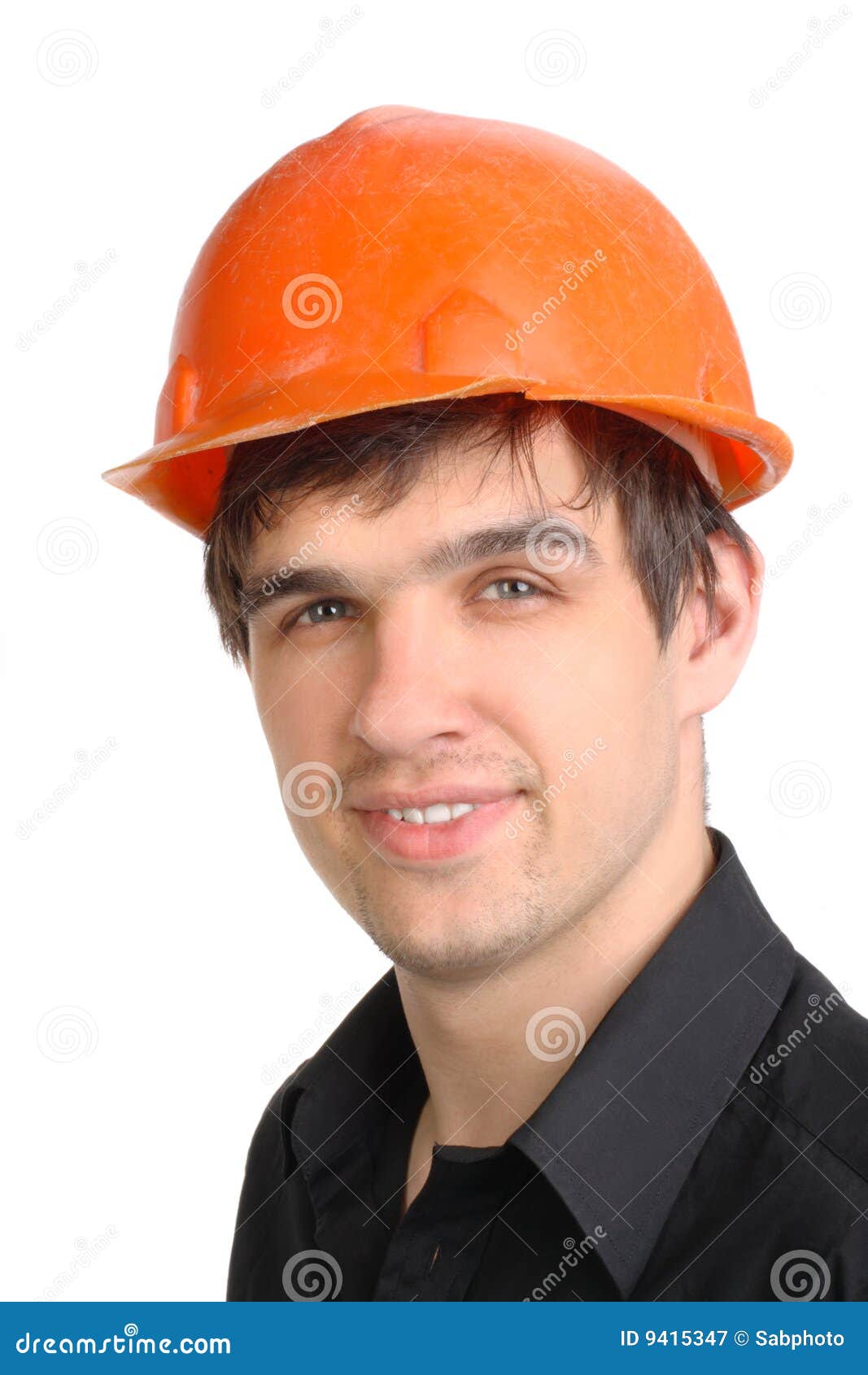 Man in hard hat stock image. Image of seasoned, stand 9415347