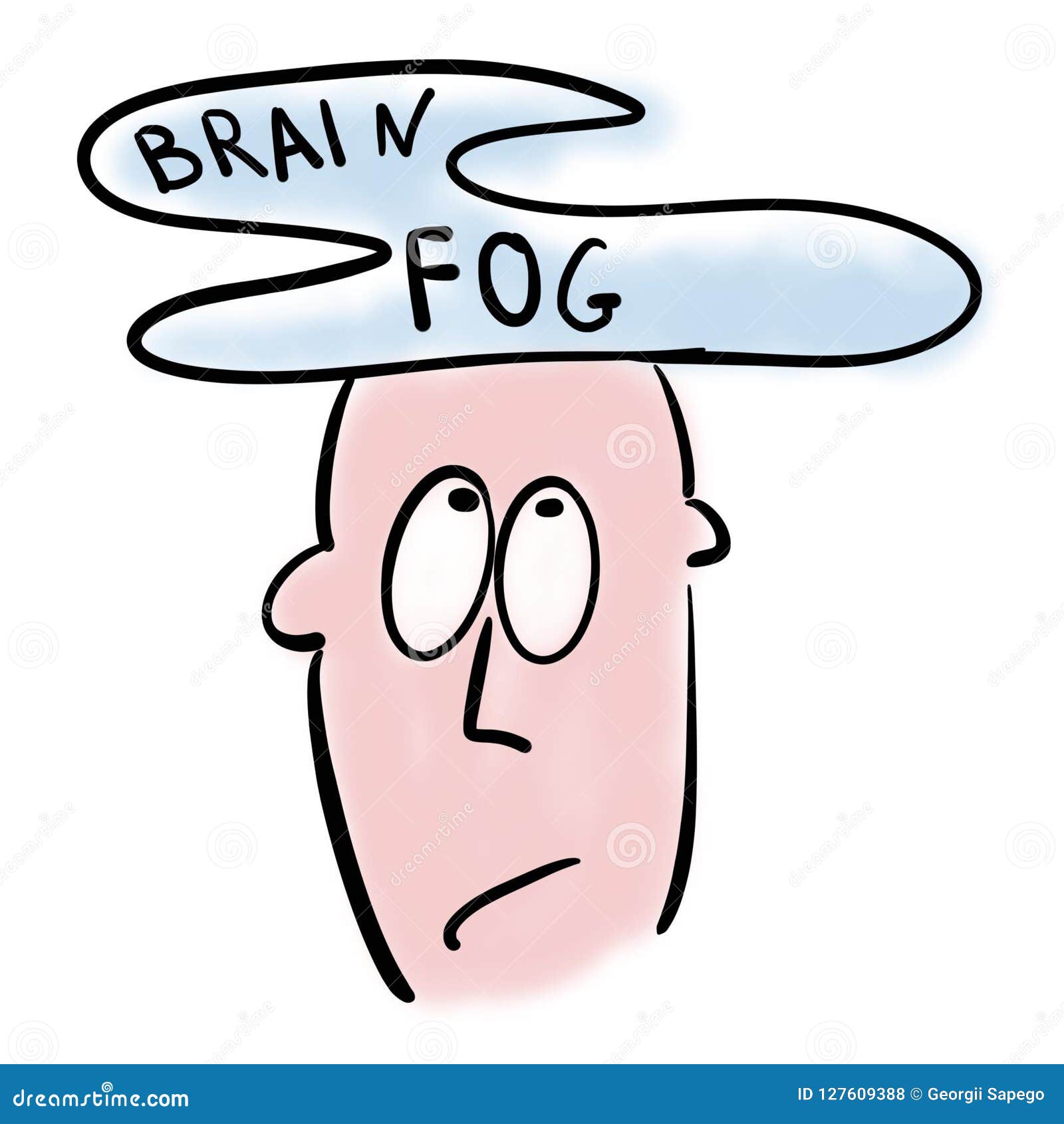 Man has a brain fog stock illustration. Illustration of head - 127609388