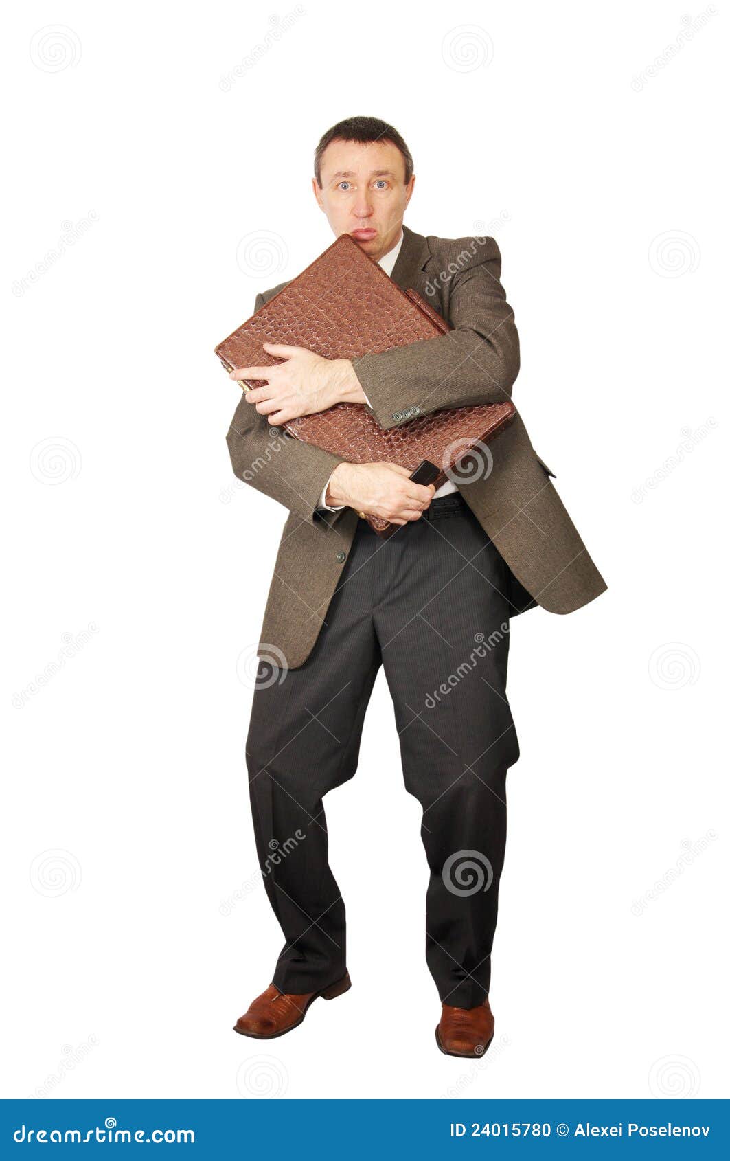 Man Has Clasped a Suitcase by Hands Stock Photo - Image of caucasian ...