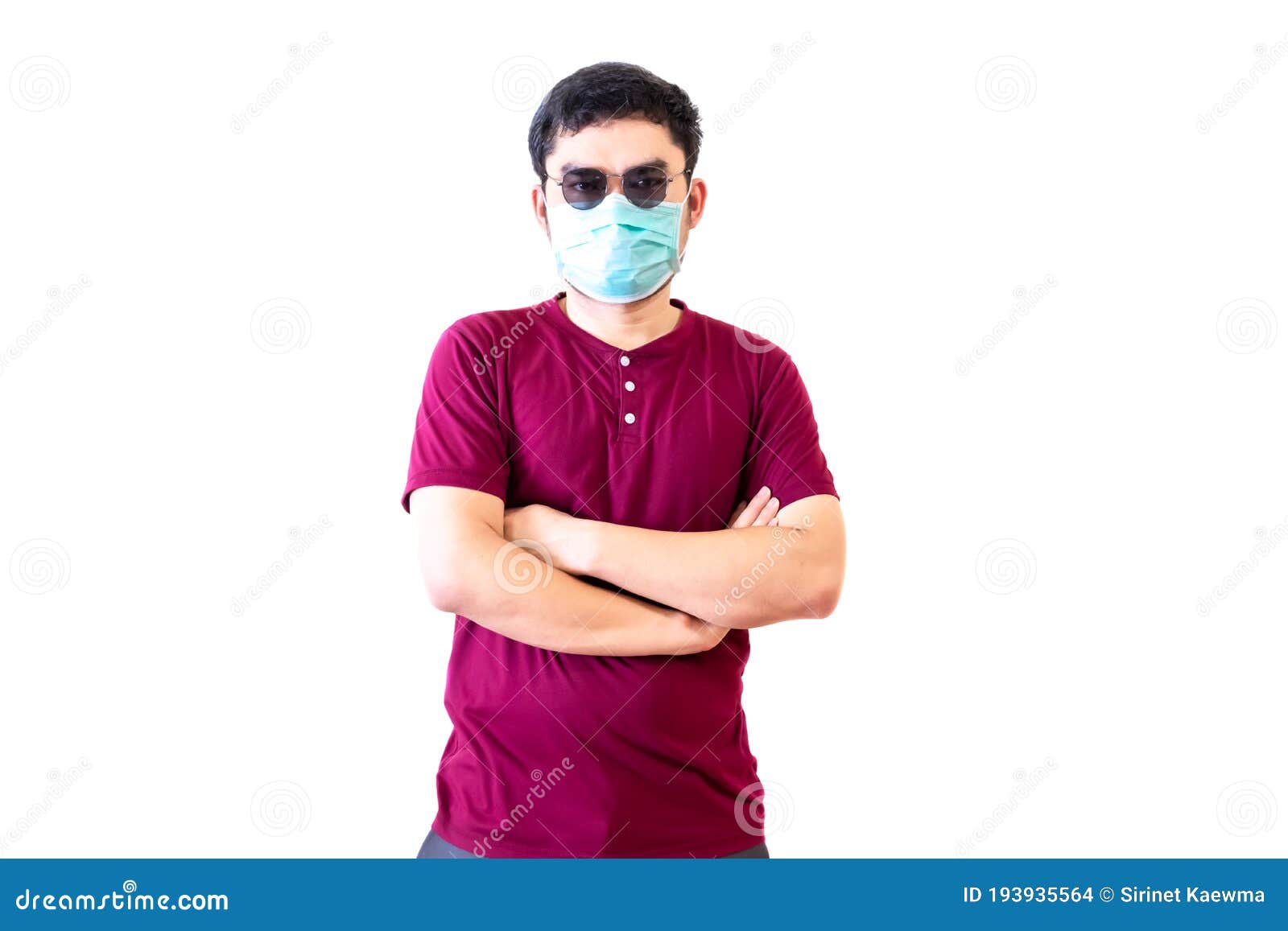 The Man Has Wears A Health Mask To Prevent Colona Virus 2019 And Dust