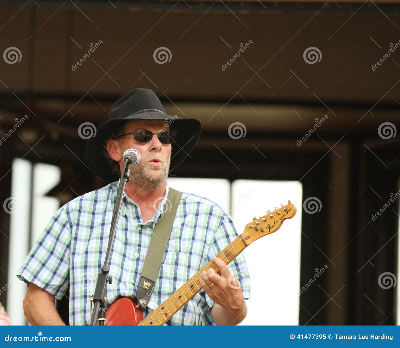 Man in Hat Playing Guitar during an Outdoor Concert Editorial Image ...