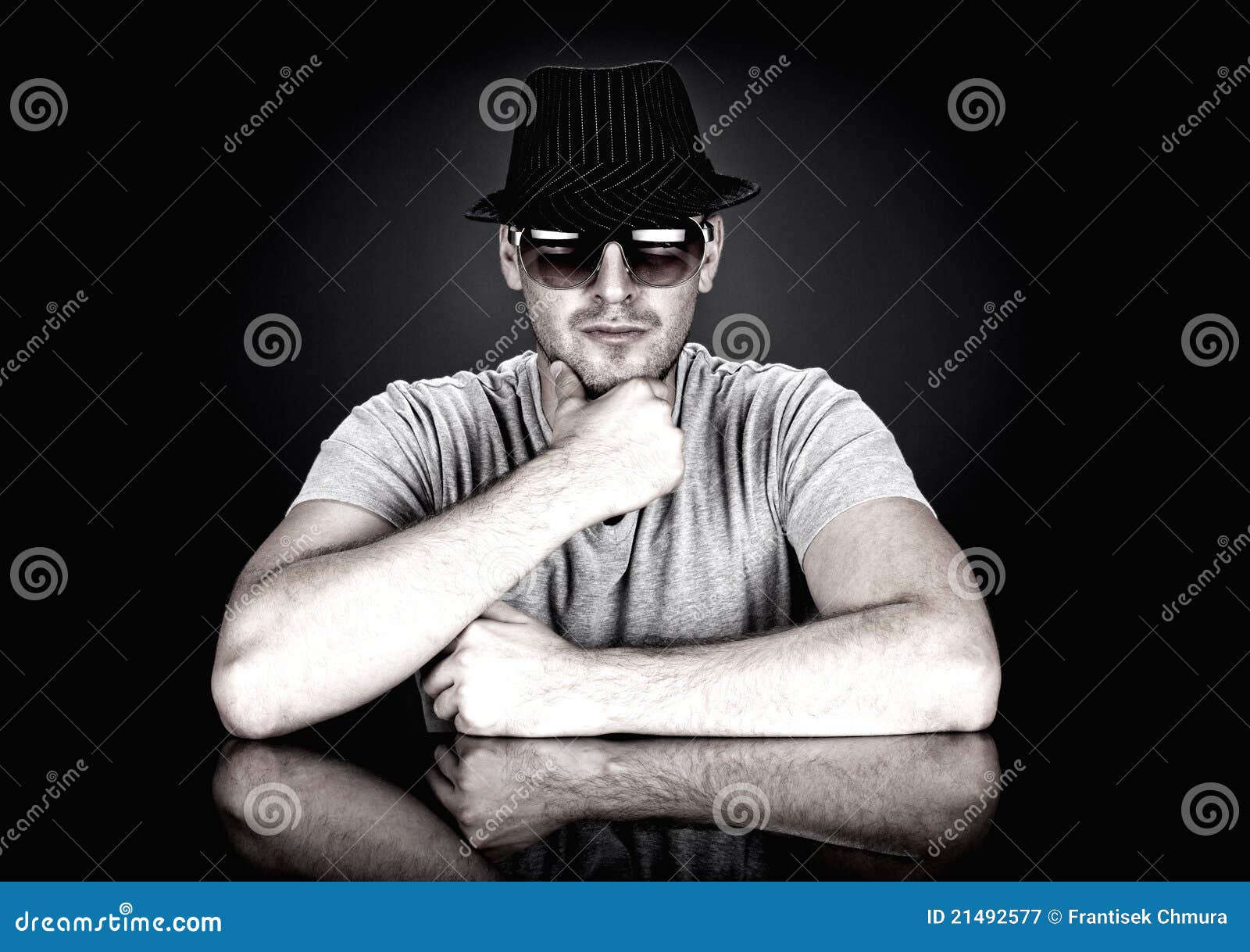 Man in hat and sunglasses stock image. Image of style 21492577