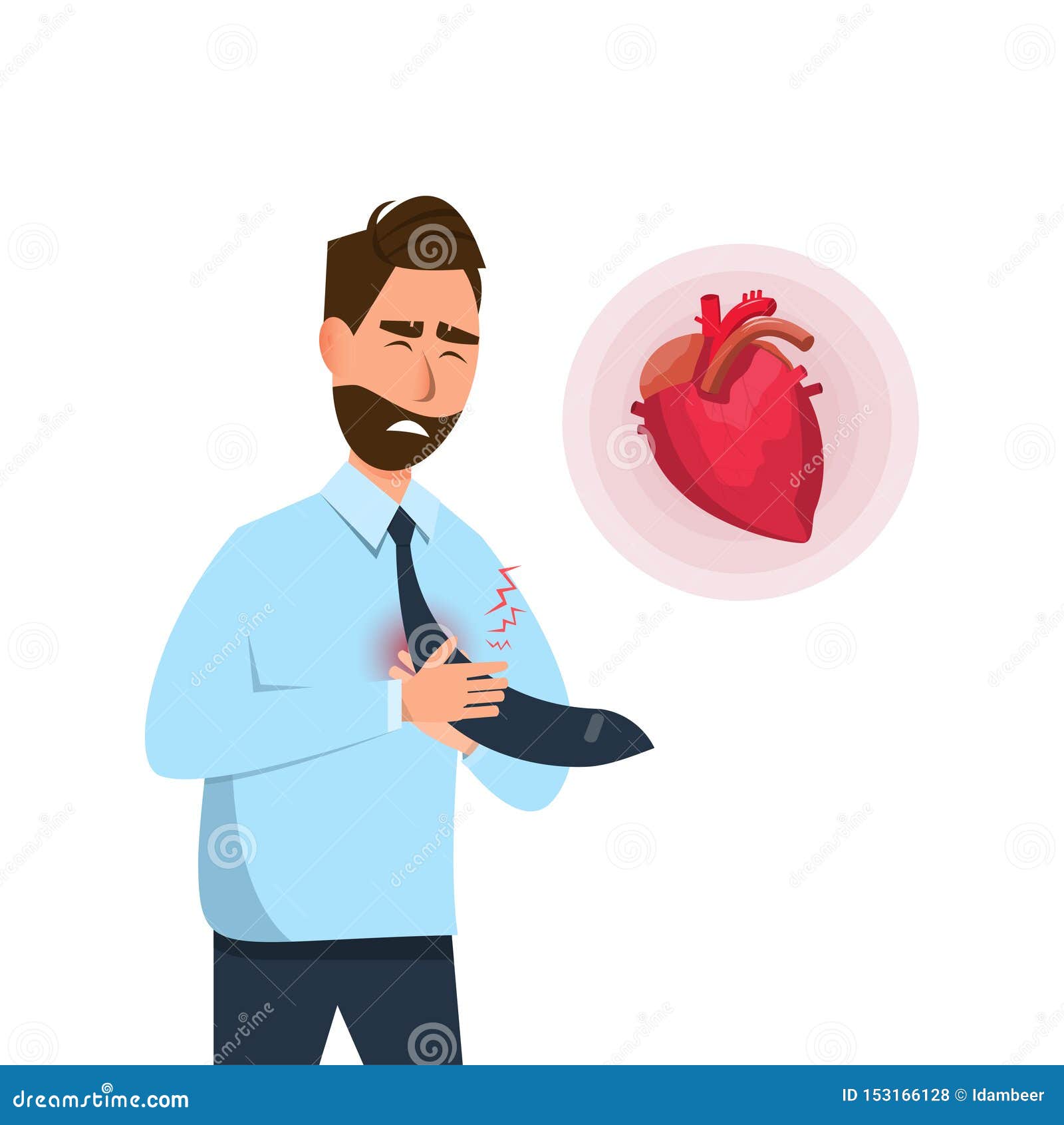 Man Have Early Symptoms of Heart Attack Stock Illustration