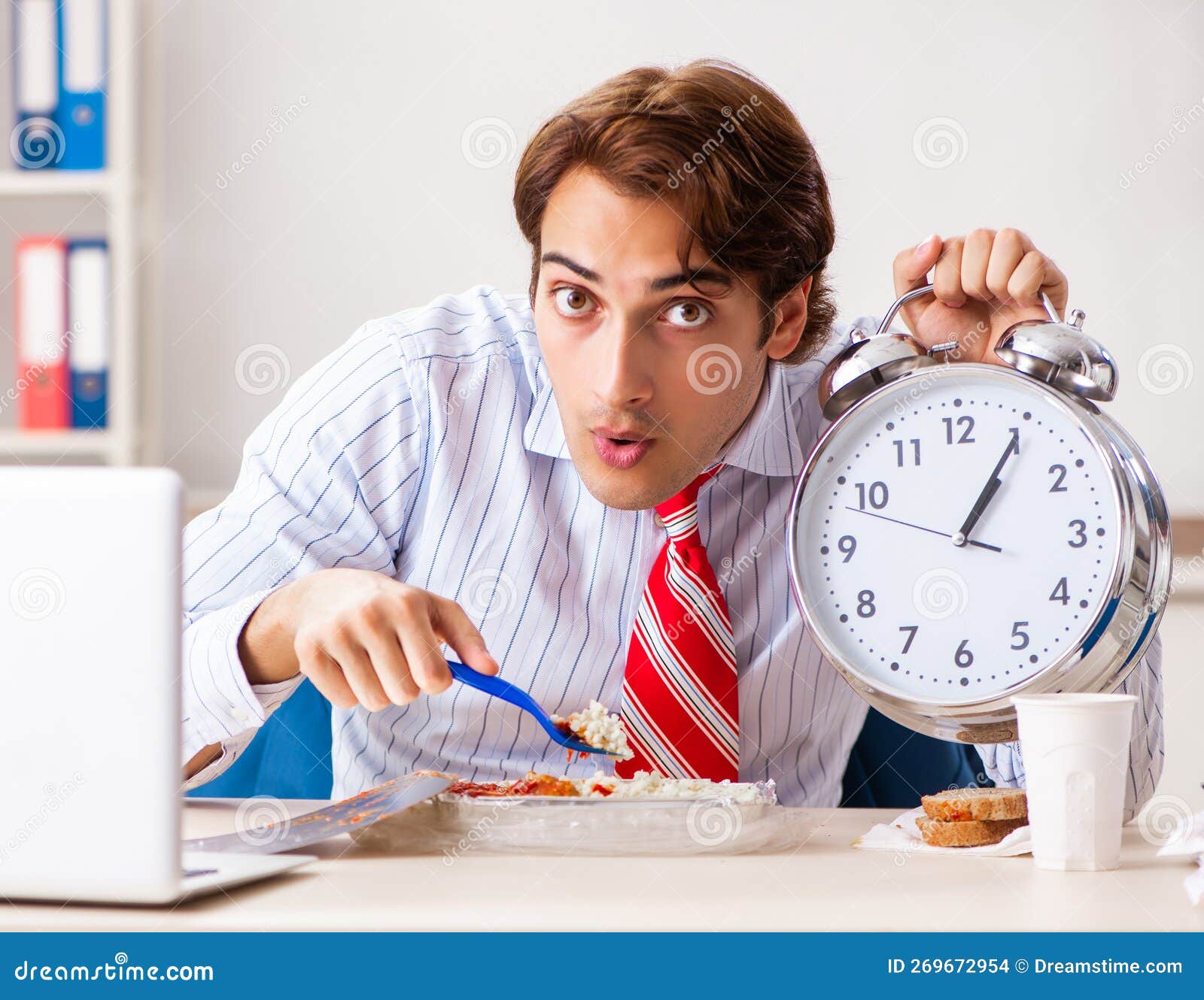 Man Having Meal at Work during Break Stock Photo - Image of eating