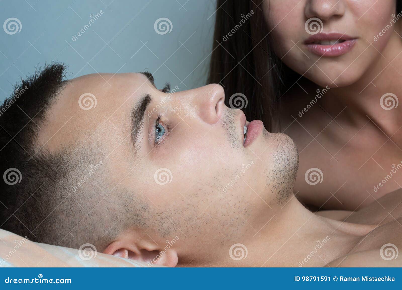 Man Caressing Woman Nude Stock Photos image