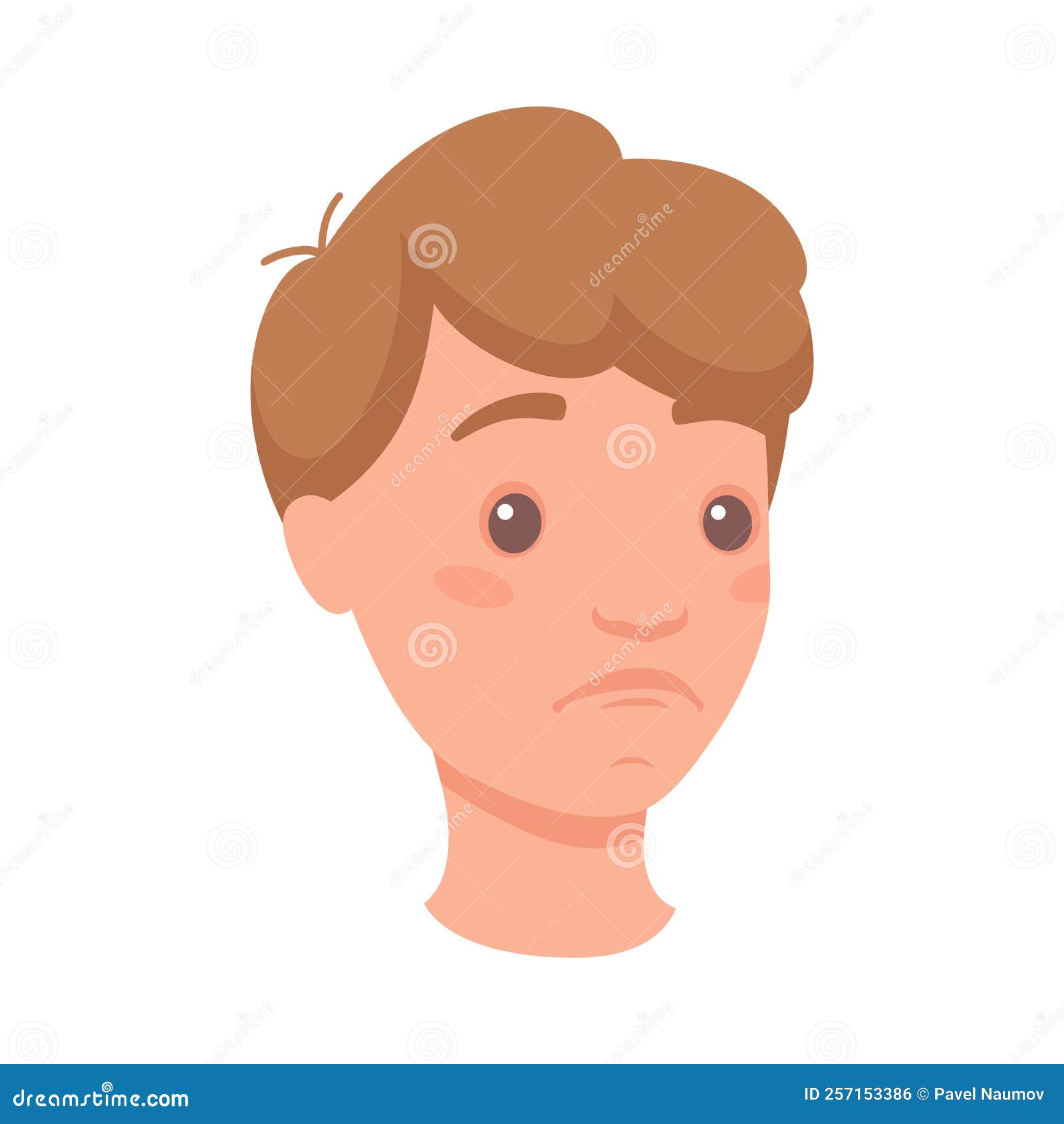 man head showing sad face expression and emotion of unhappiness half-turned  