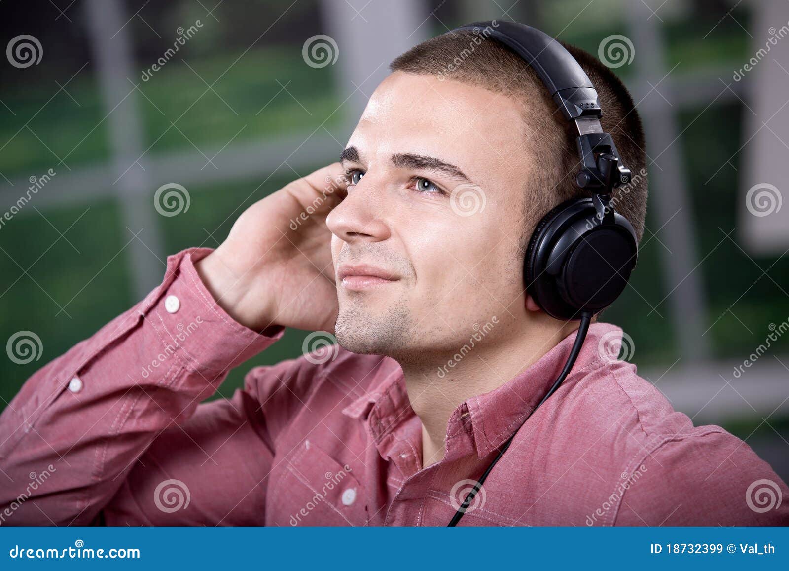Man with headphones stock image. Image of young, portrait 18732399