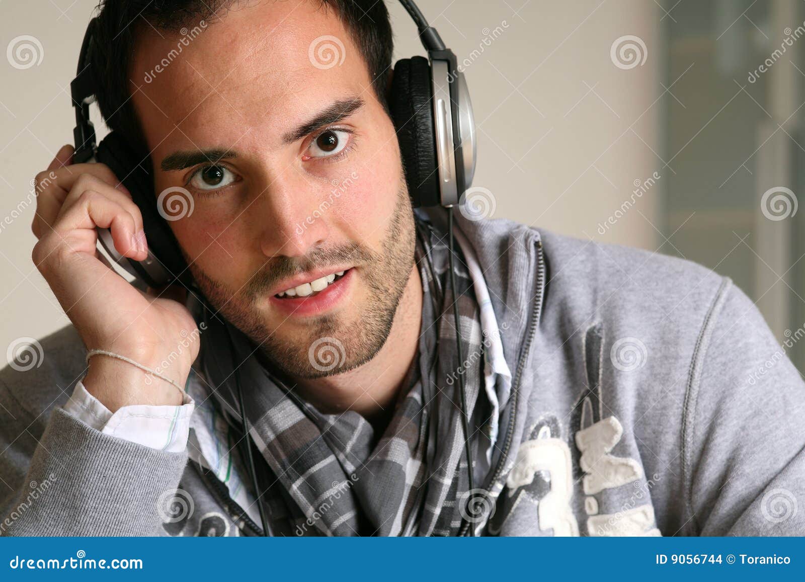 Man headphones stock photo. Image of headphones, smiling 9056744