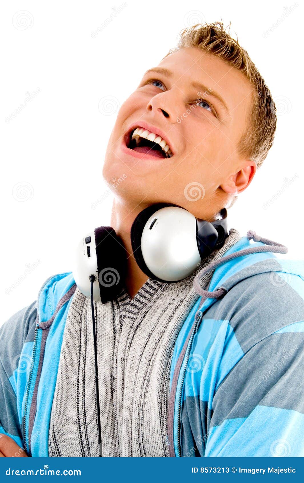 Man With Headphones Around His Neck Stock Image Image of sound