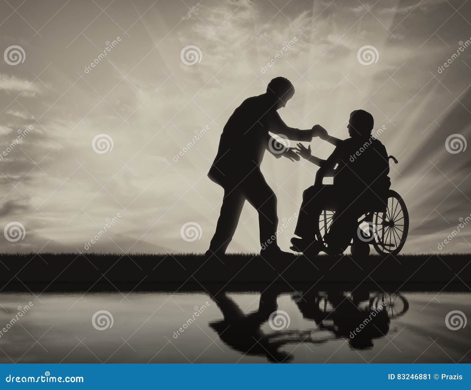 Man Helps Person in Wheelchair Stock Image - Image of victory, helpless ...