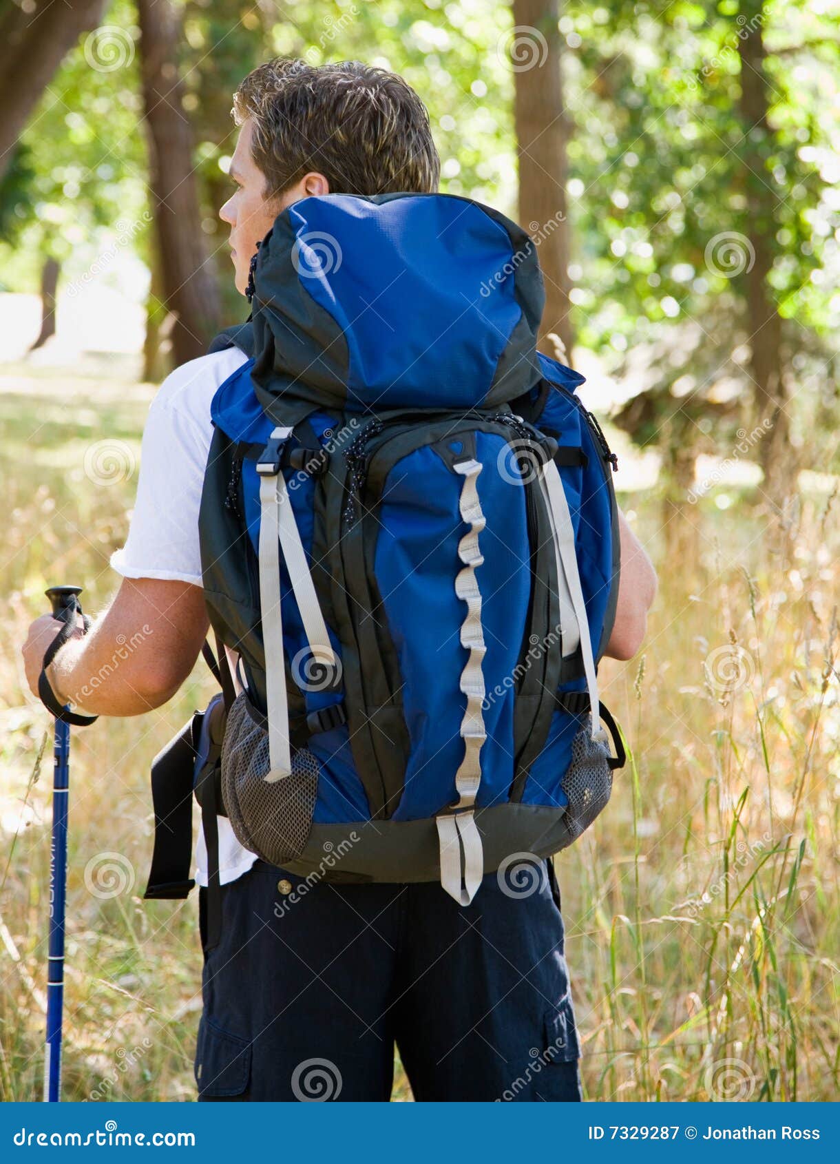 Man hiking with backpack stock image. Image of european 7329287