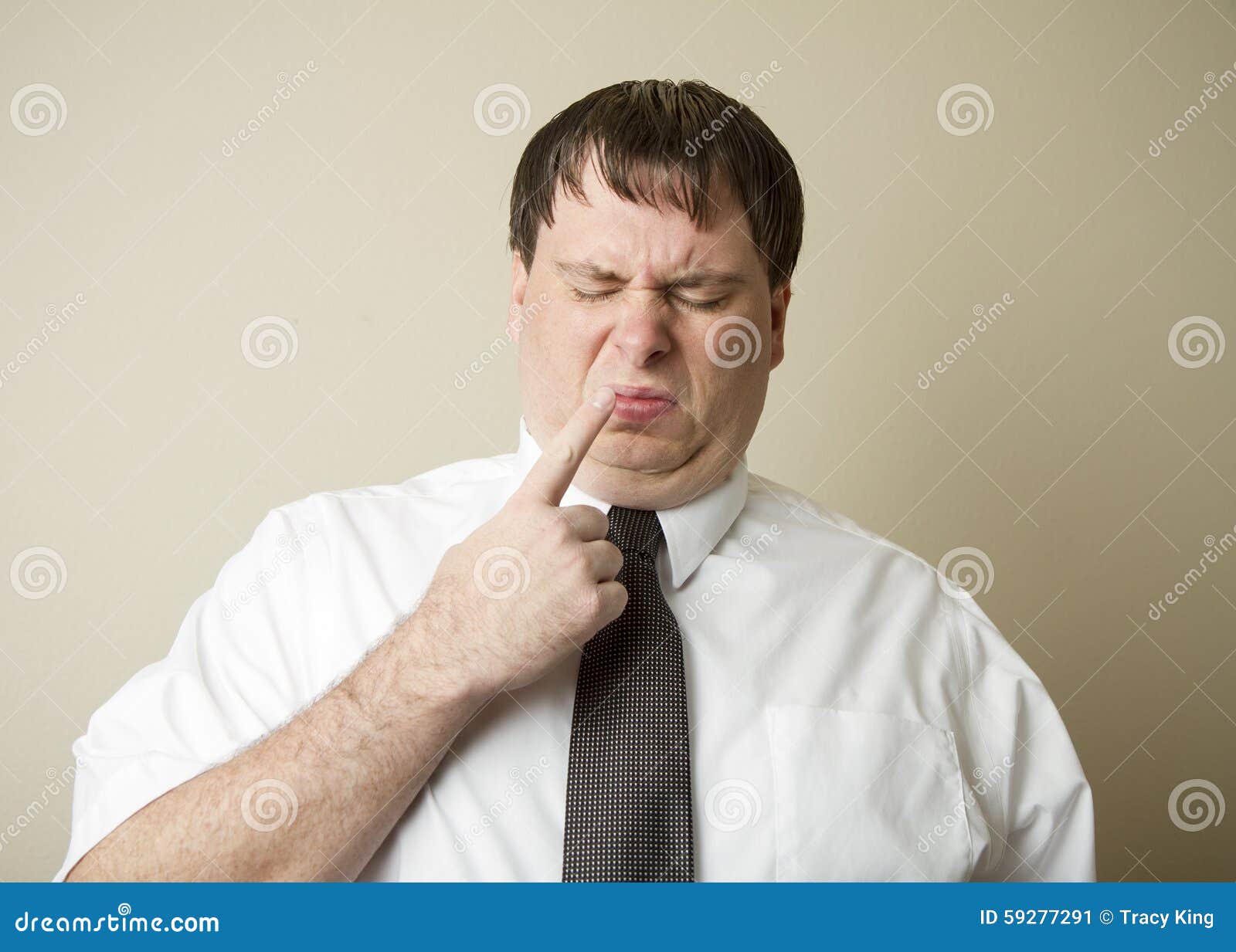 Man with His Finger by His Nose Stock Image Image of boredom