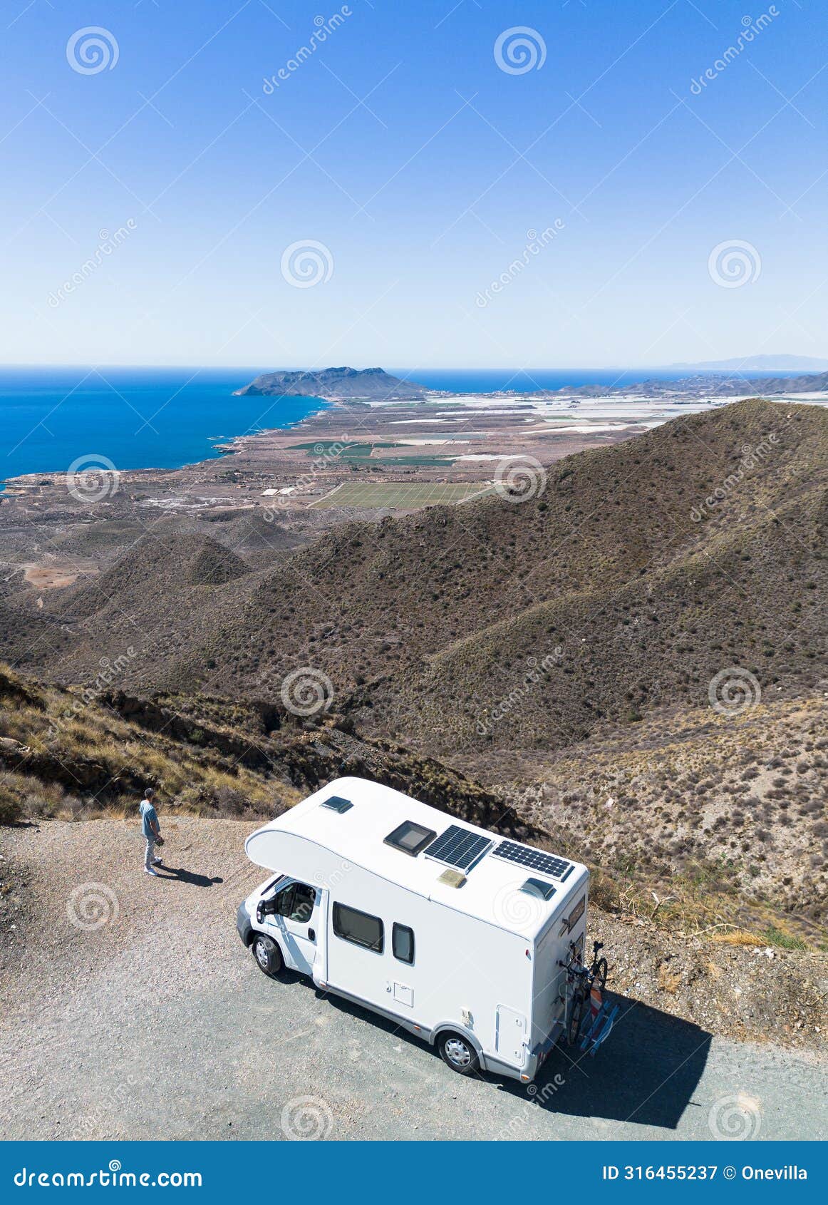 man by his motor home looking nice views from top of the mountain