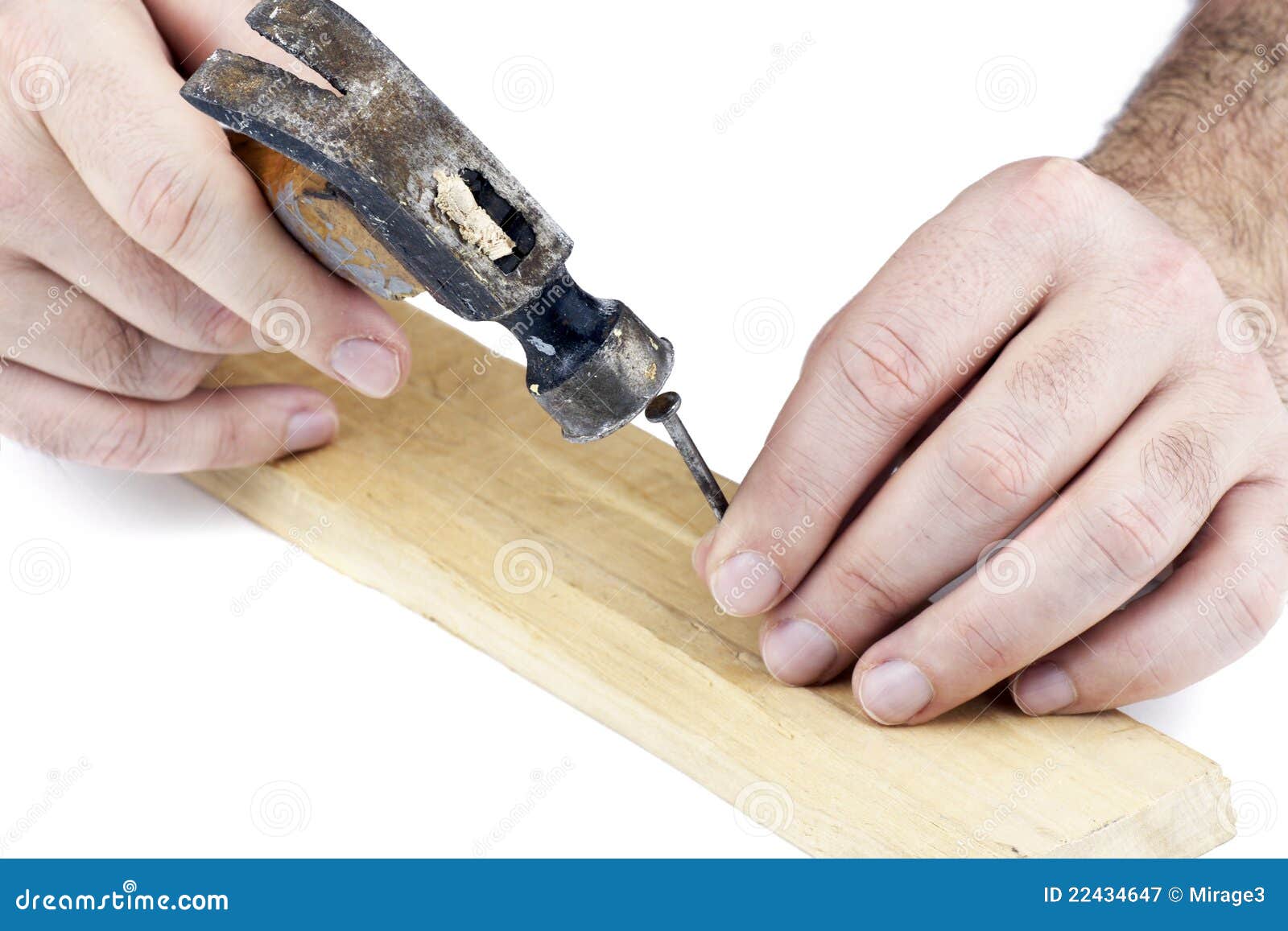 Man Hitting Nail On The Head Stock Image Image of male, repair 22434647
