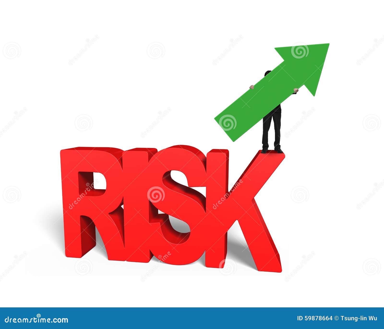Man Holding Arrow Up on Red 3D Risk Word Stock Illustration