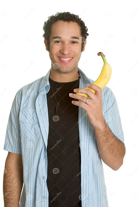 Man Holding Banana stock photo. Image of food, healthy 4392962