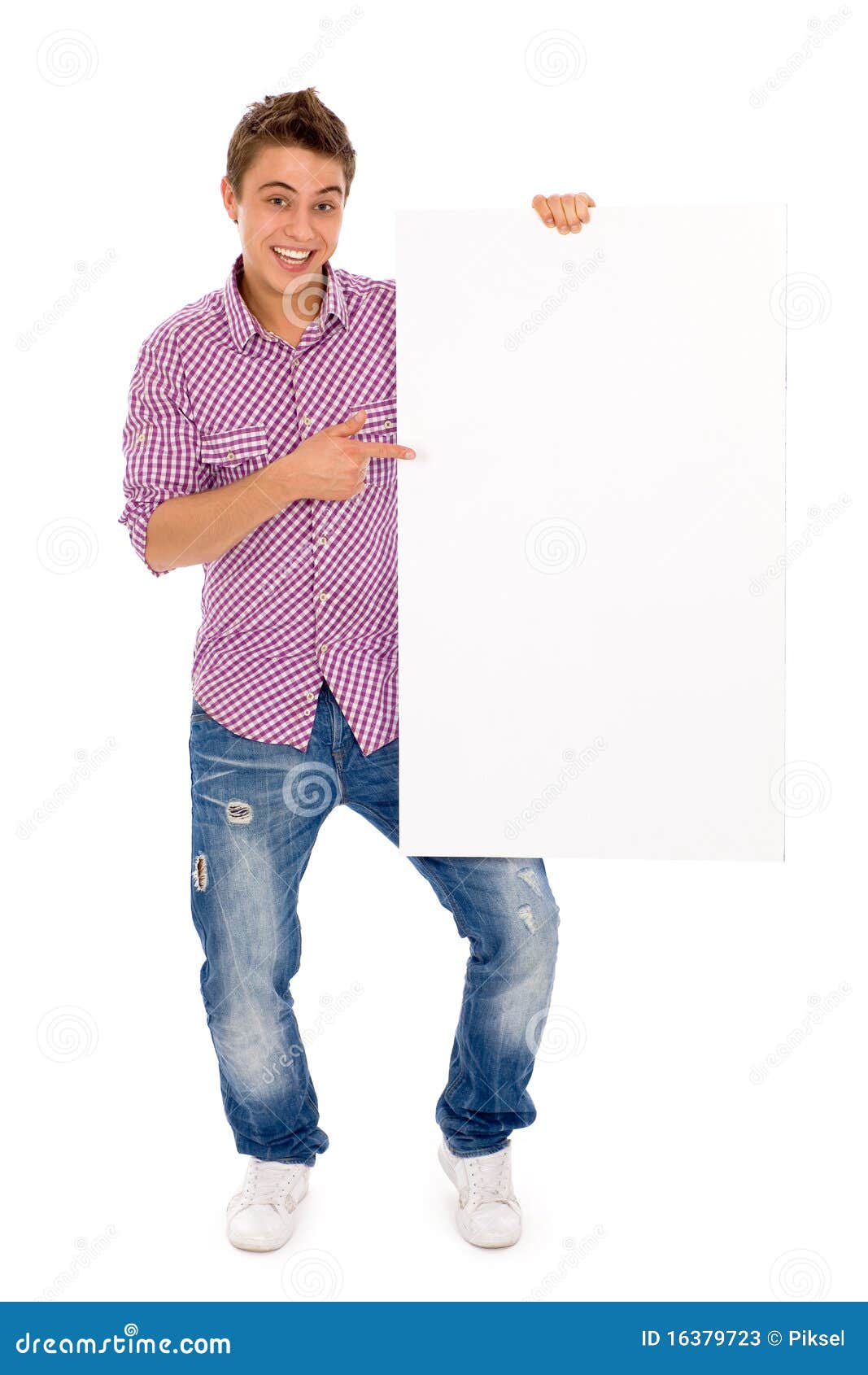 Man holding a billboard stock image. Image of male, gesture - 16379723