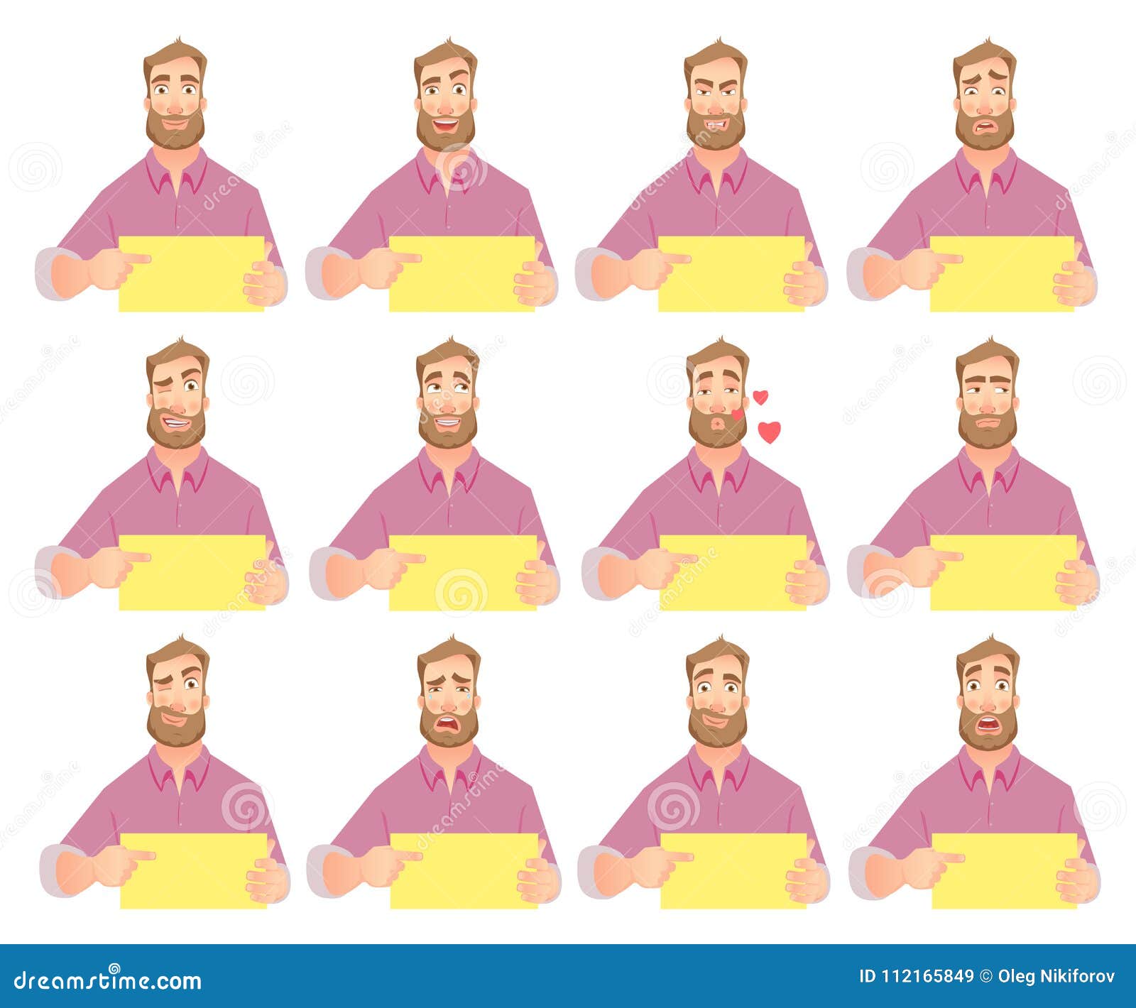 Man Holding Blank Paper - Set Stock Vector - Illustration of discussion ...