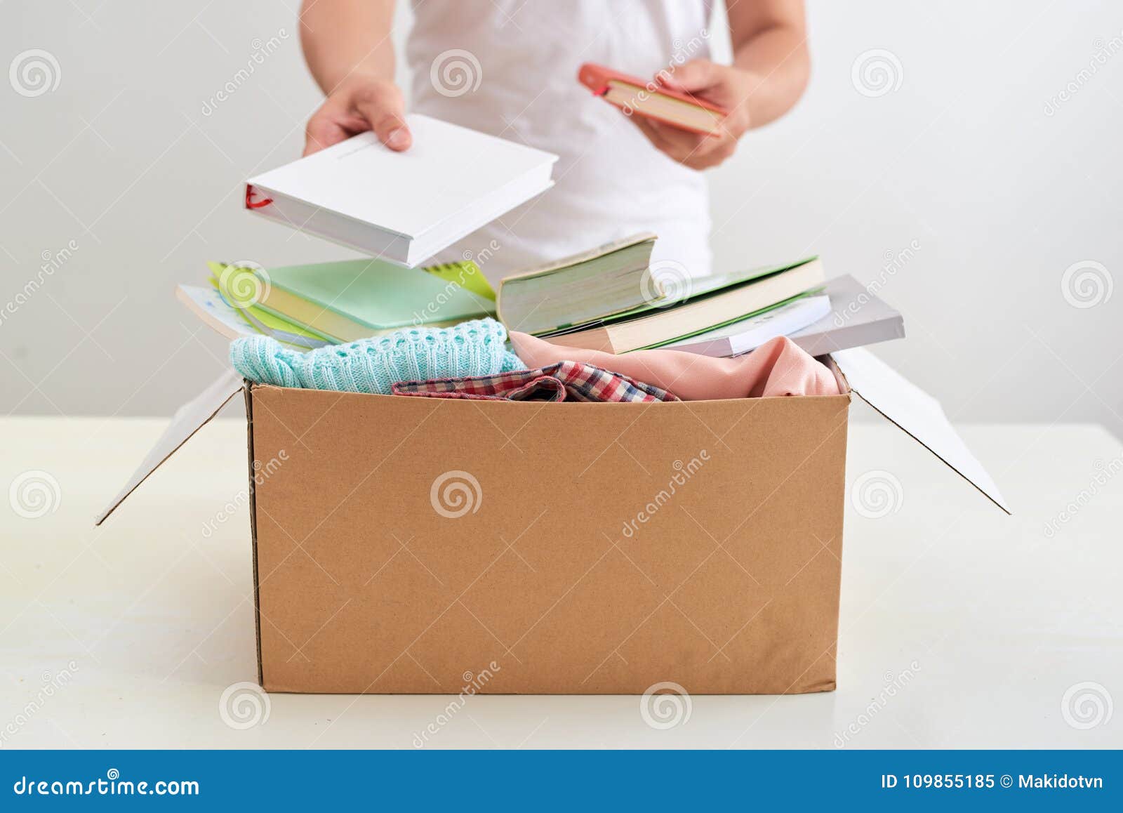 Man Holding a Book Donate Box. Donation Concept. Stock Image Image of