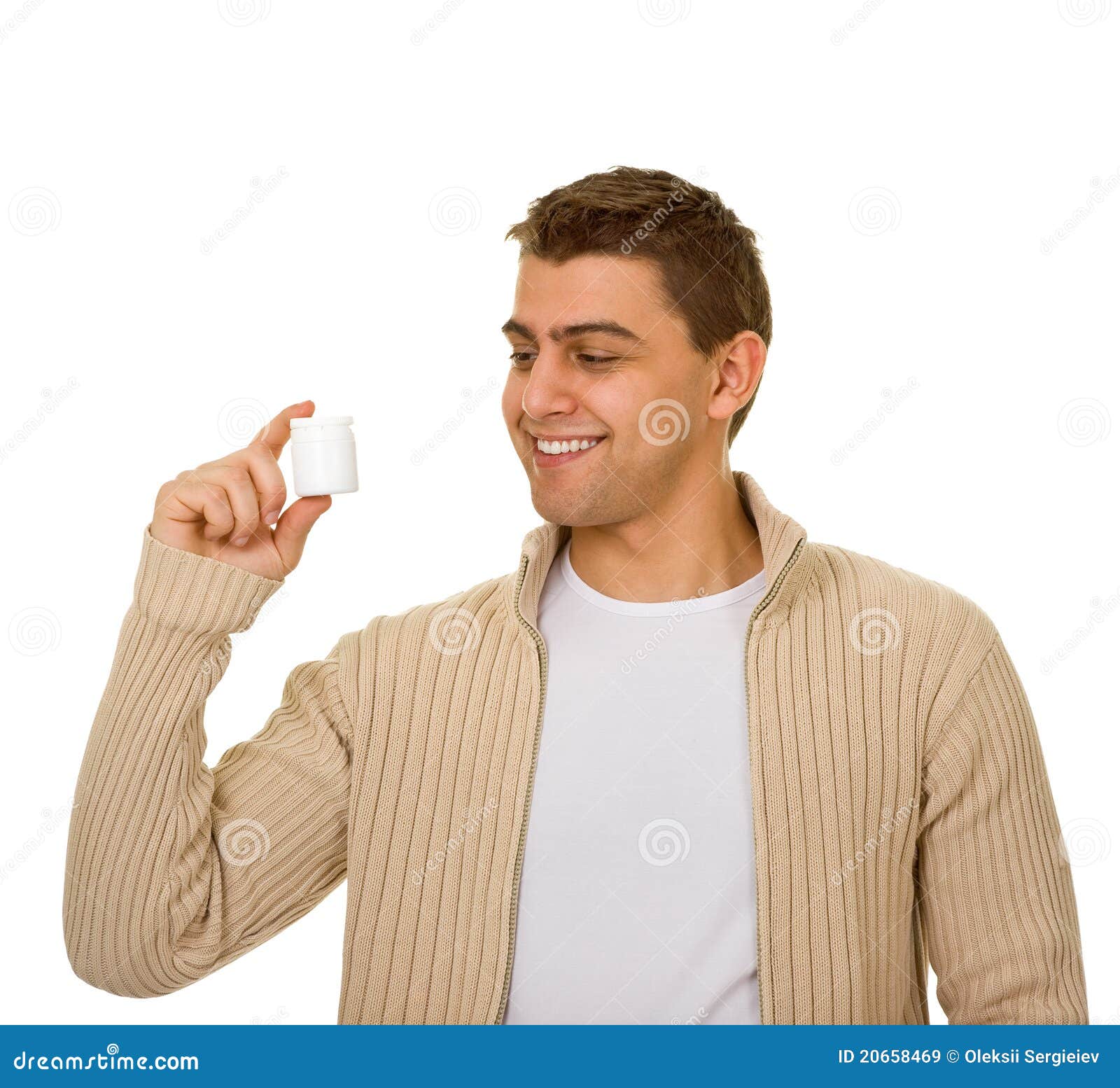 Man Holding a Bottle of Medicine Stock Image Image of drugs