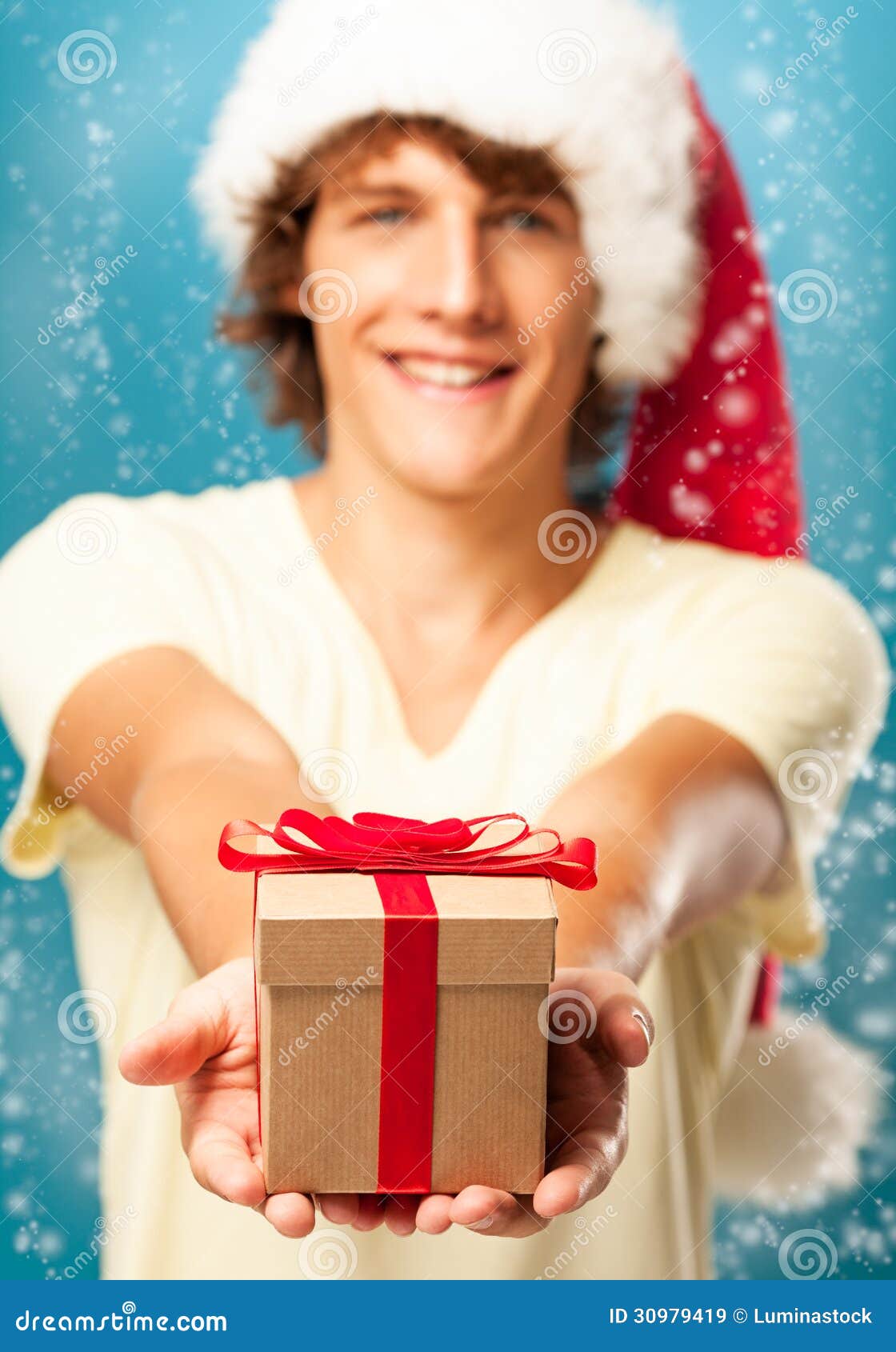 Man Holding a Christmas Present Stock Image Image of concepts, real Christmas Present Man