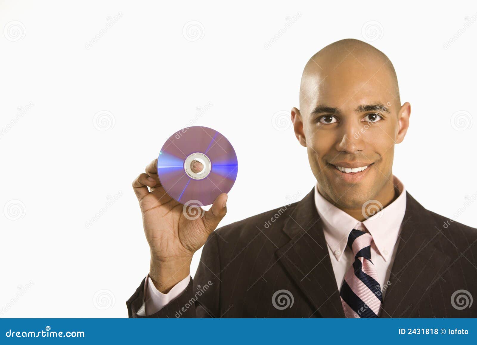 man holding compact disc.