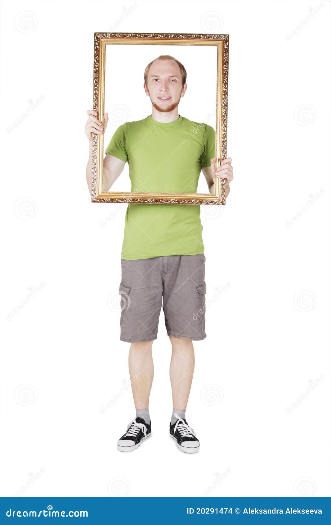 Man Holding Decorative Picture Frame Stock Photo Image of human, look