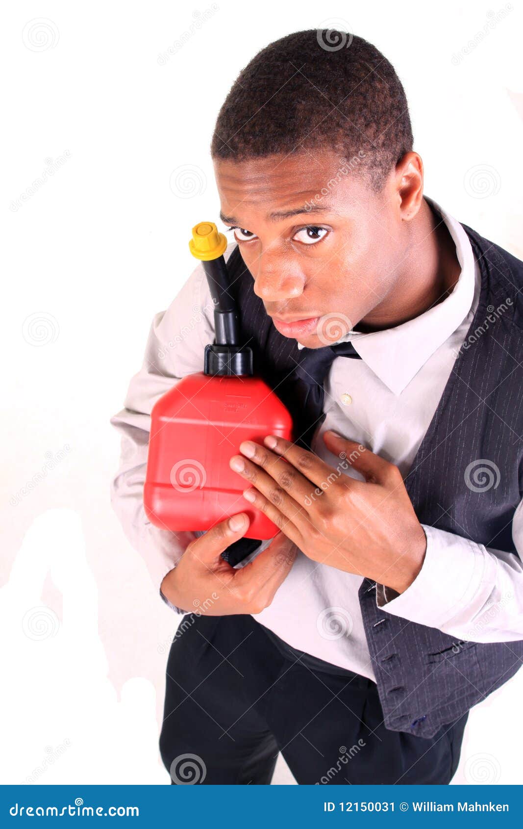 Man holding gas can stock image. Image of black, american 12150031