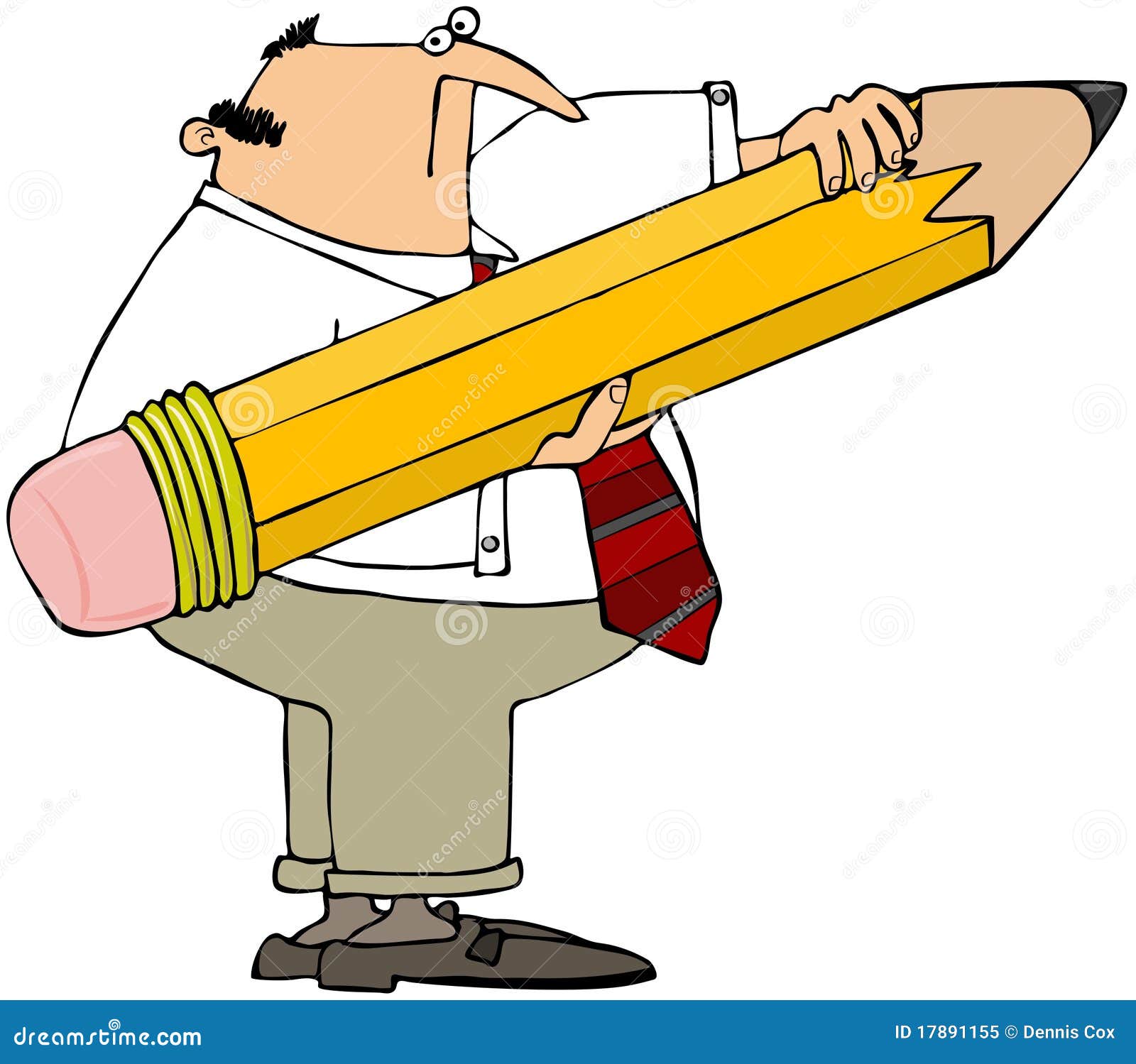 Man Holding A Giant Pencil stock illustration. Image of holding 17891155