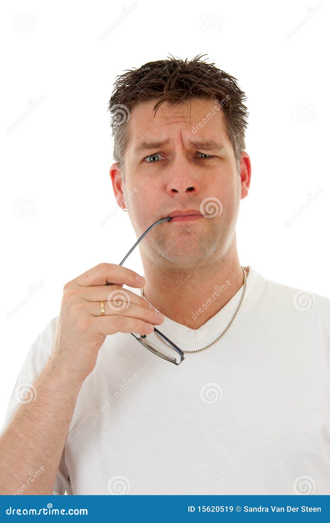 Man is Holding Glasses in Mouth Stock Image Image of posing, holding