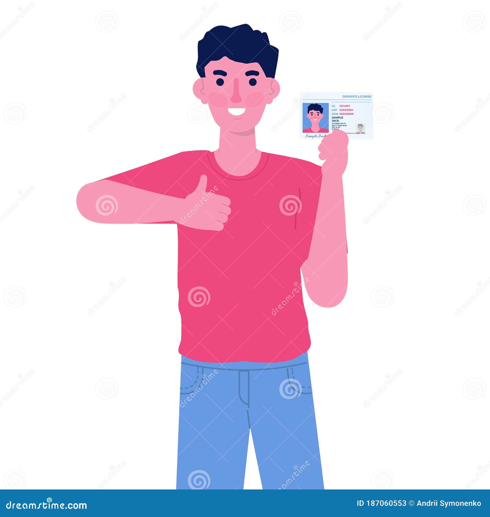 Man Holding In Hand Car Driver License Plastic Card. Stock Vector -  Illustration of name, citizen: 187060553