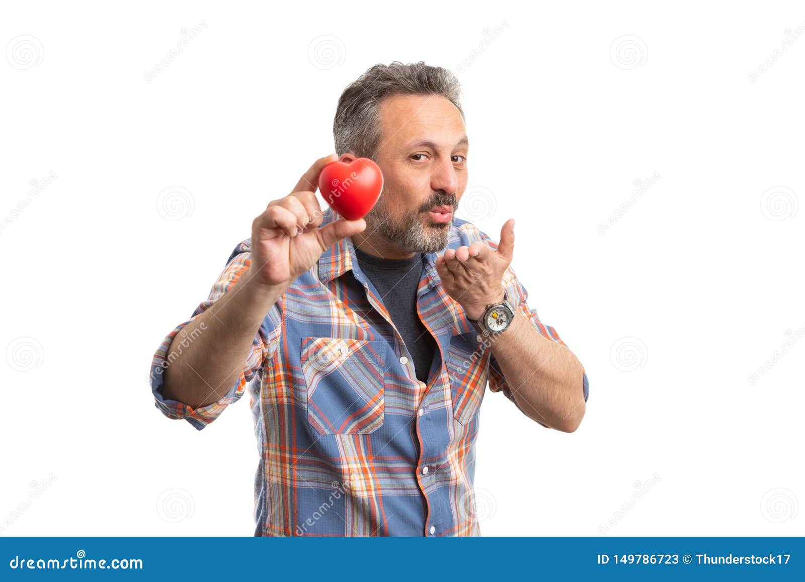 Man Holding Heart And Making Send Kisses Gesture Stock Image