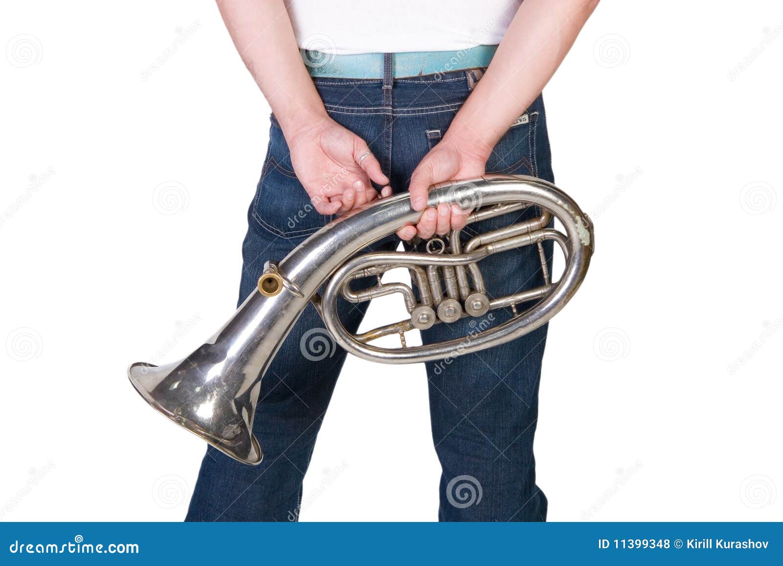 Man holding a horn stock photo. Image of hold, shining 11399348