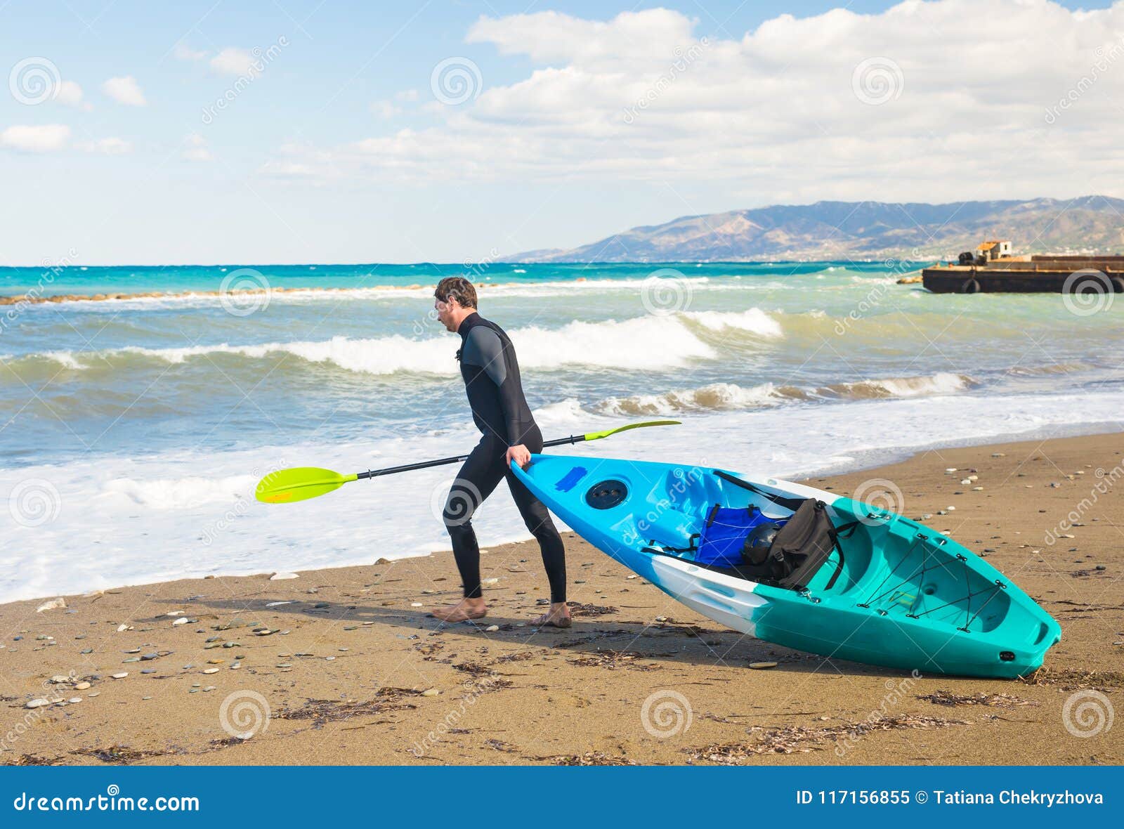 Man Holding Kayak Oar Against the Sea Stock Image - Image of ocean ...